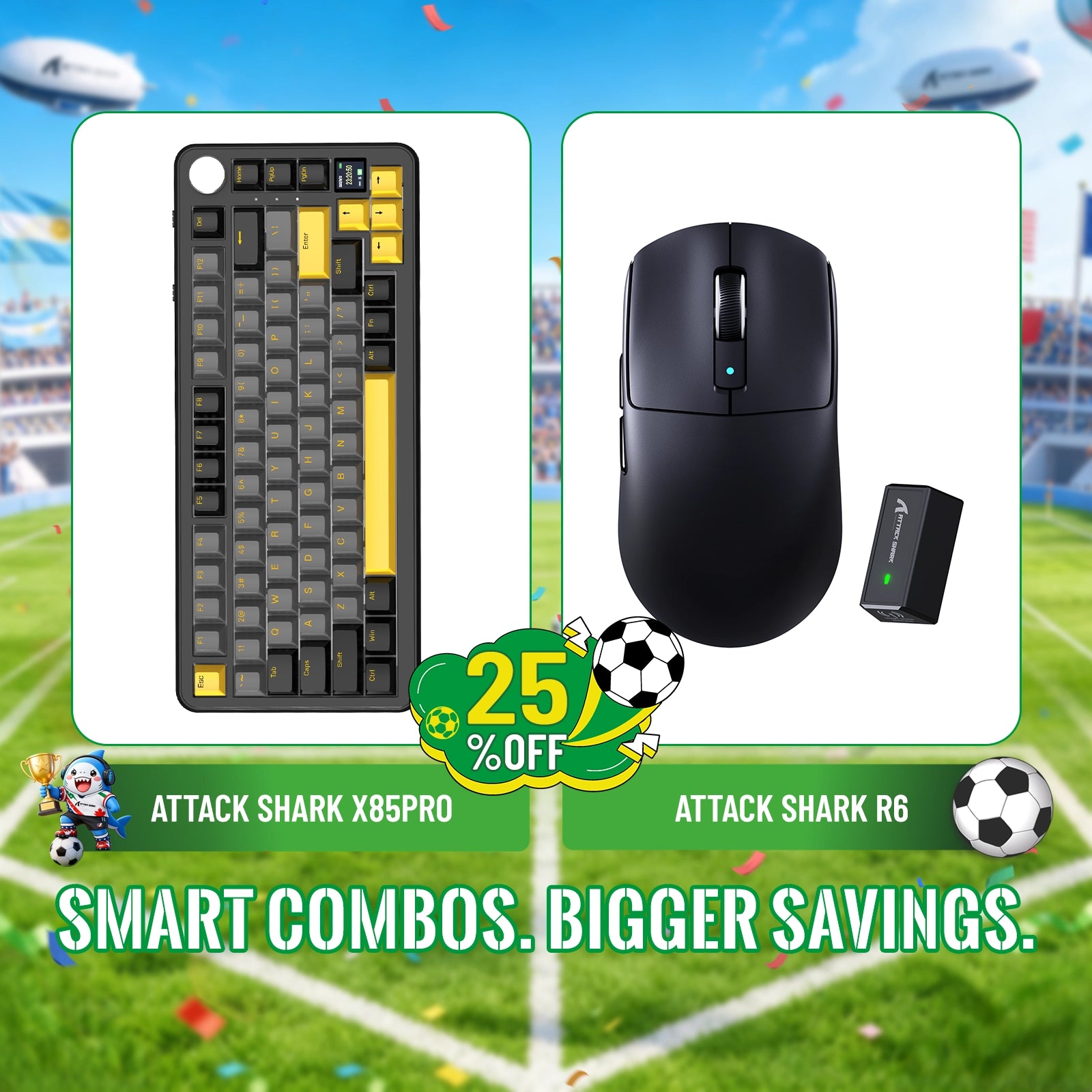ATTACK SHARK X85PRO Tri-Modus Dichtung Mechanische Tastatur + R6 Kabellose Gaming-Maus Bundle
