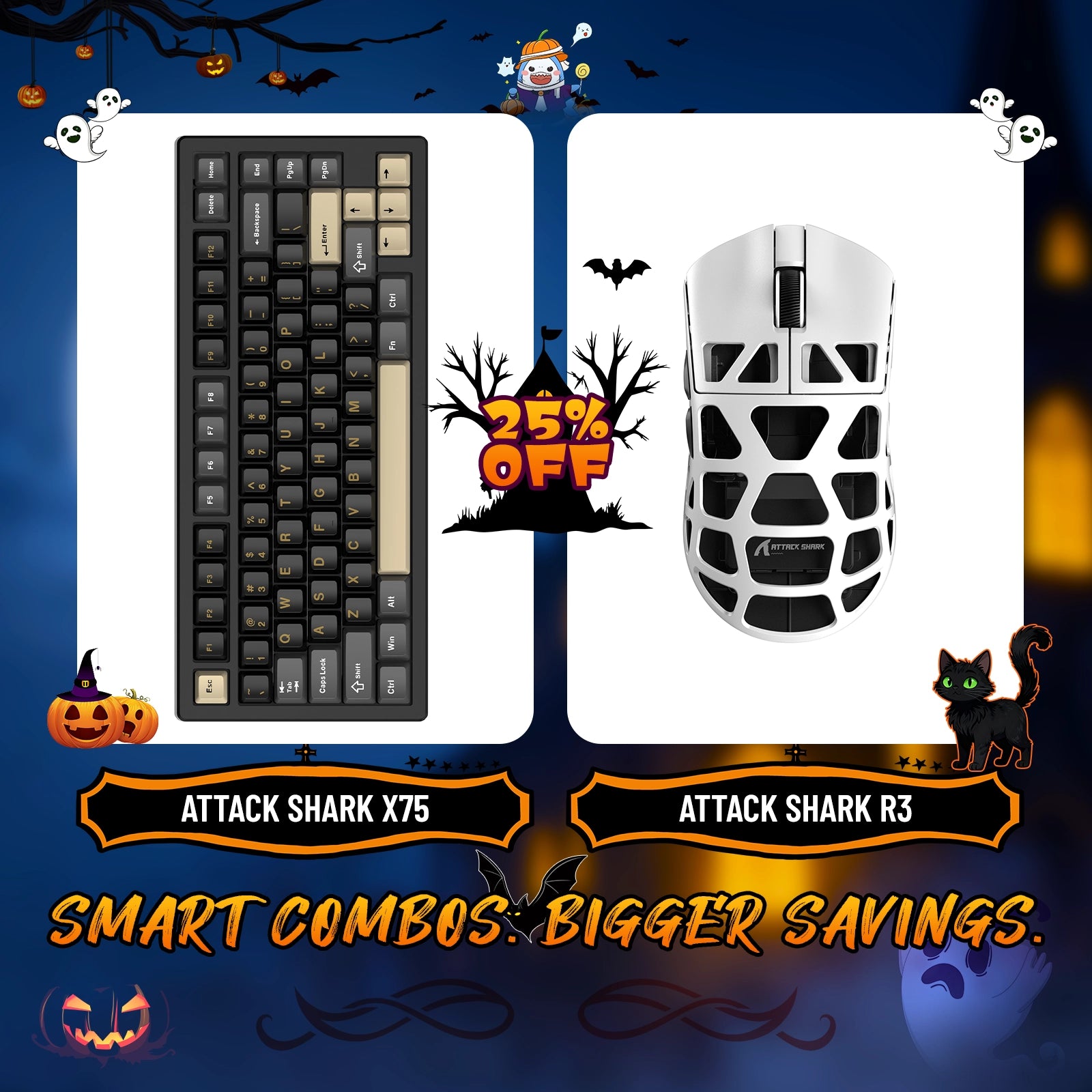 ATTACK SHARK X75 Vollaluminium-Tastatur + R3 Magnesiumlegierung-Gaming-Maus-Paket