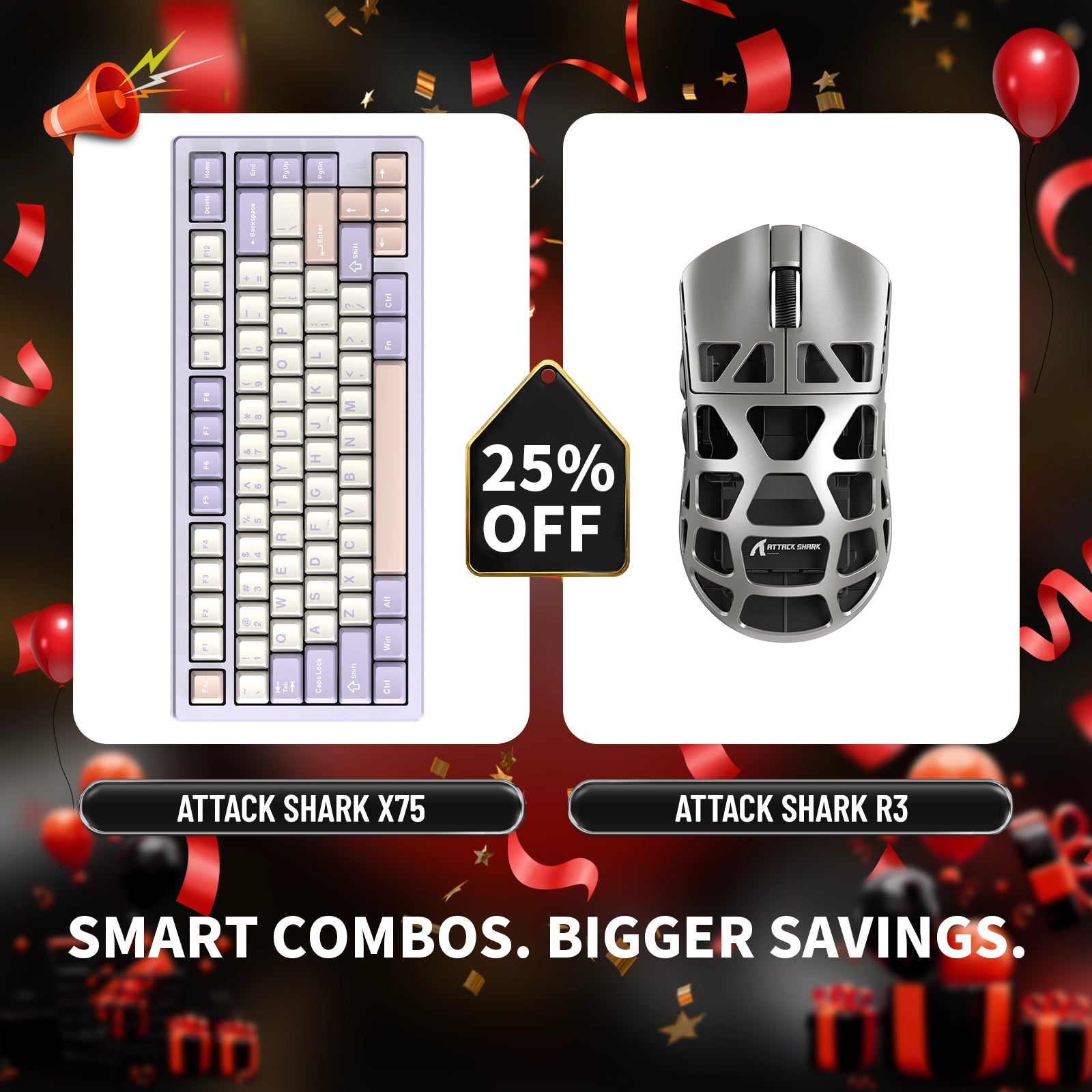 ATTACK SHARK X75 Full Aluminum Keyboard + R3 Magnesium Alloy Gaming Mouse Bundle