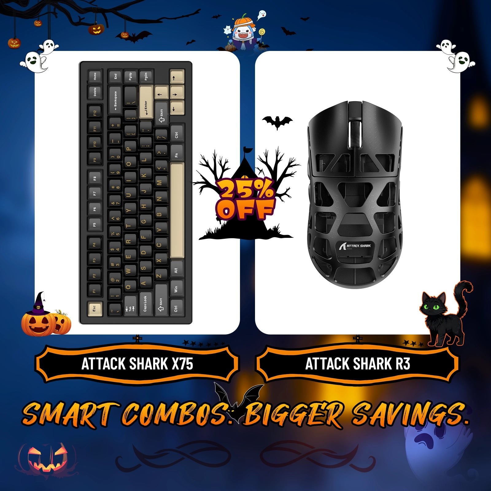 ATTACK SHARK X75 Vollaluminium-Tastatur + R3 Magnesiumlegierung-Gaming-Maus-Paket