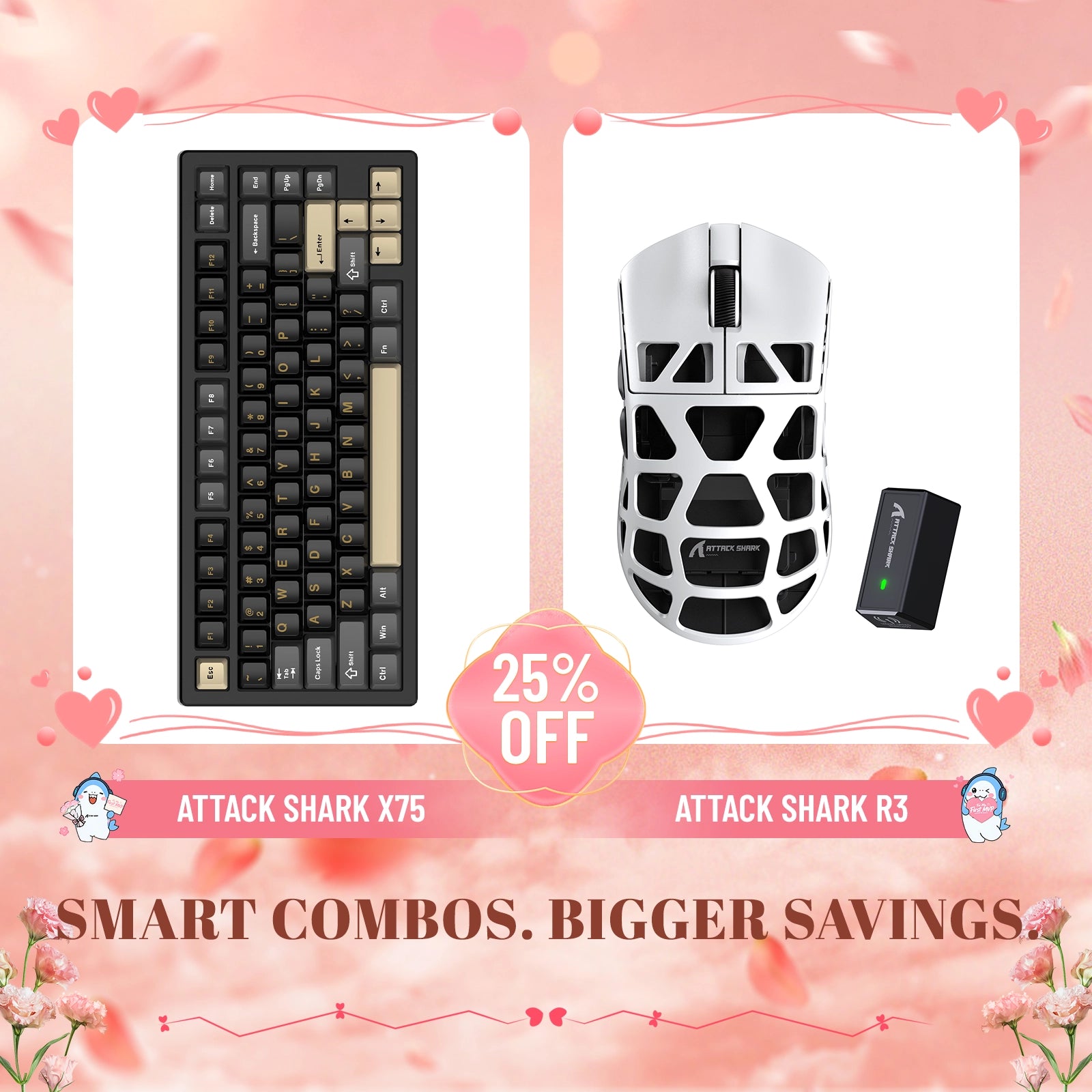 ATTACK SHARK X75 Vollaluminium-Tastatur + R3 Magnesiumlegierung Gaming-Maus Bundle