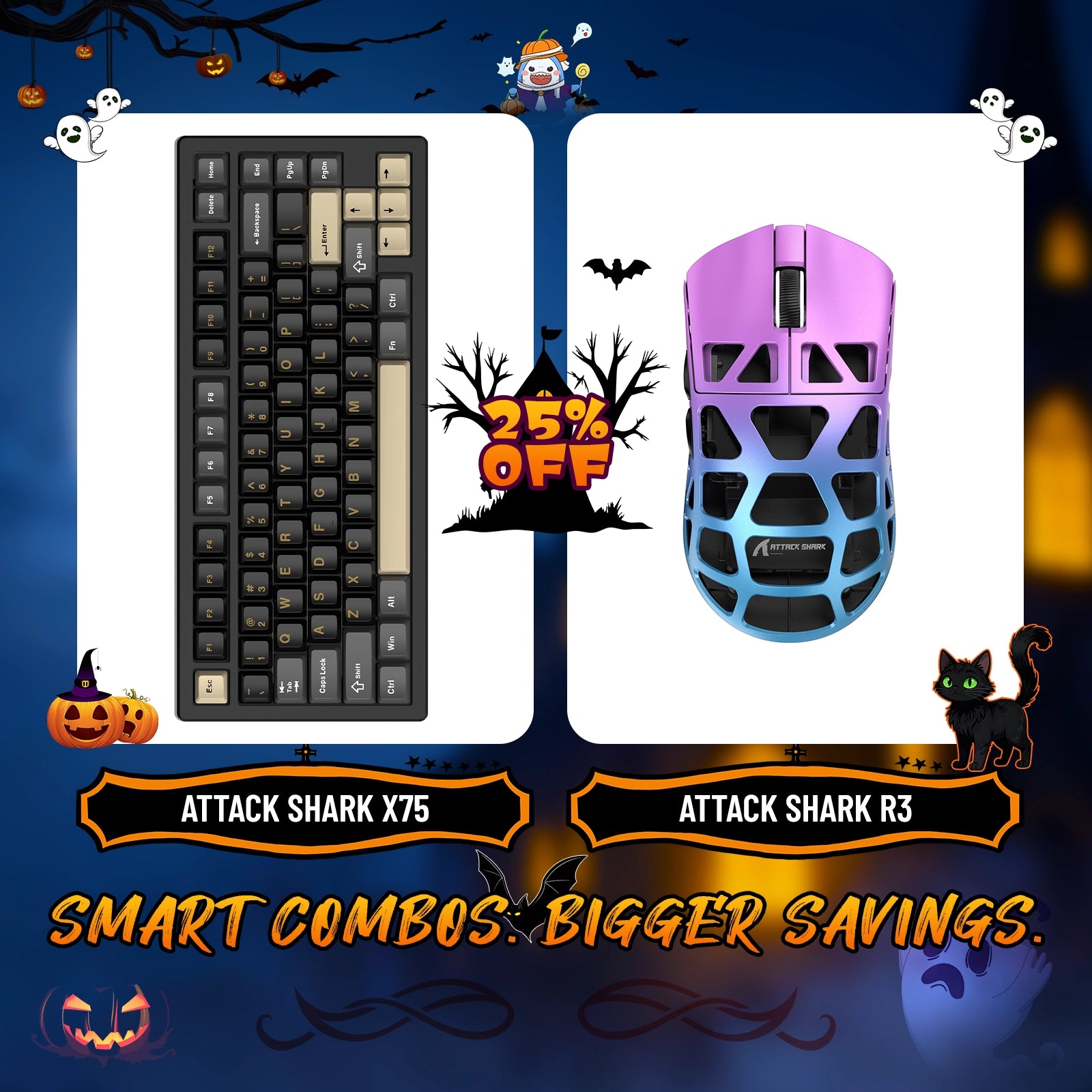 ATTACK SHARK X75 Vollaluminium-Tastatur + R3 Magnesiumlegierung-Gaming-Maus-Paket