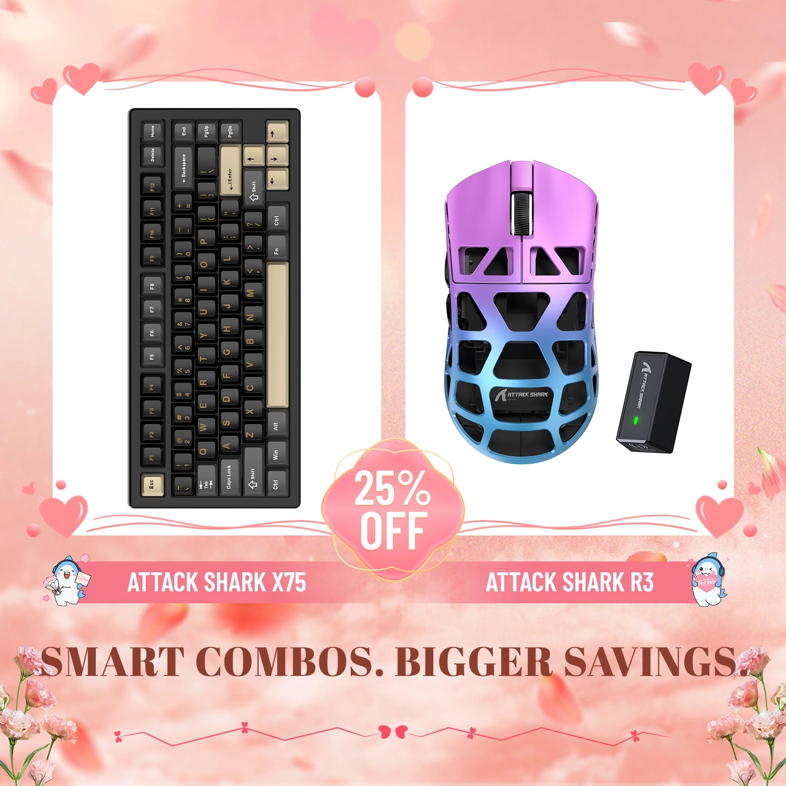 ATTACK SHARK X75 Vollaluminium-Tastatur + R3 Magnesiumlegierung Gaming-Maus Bundle