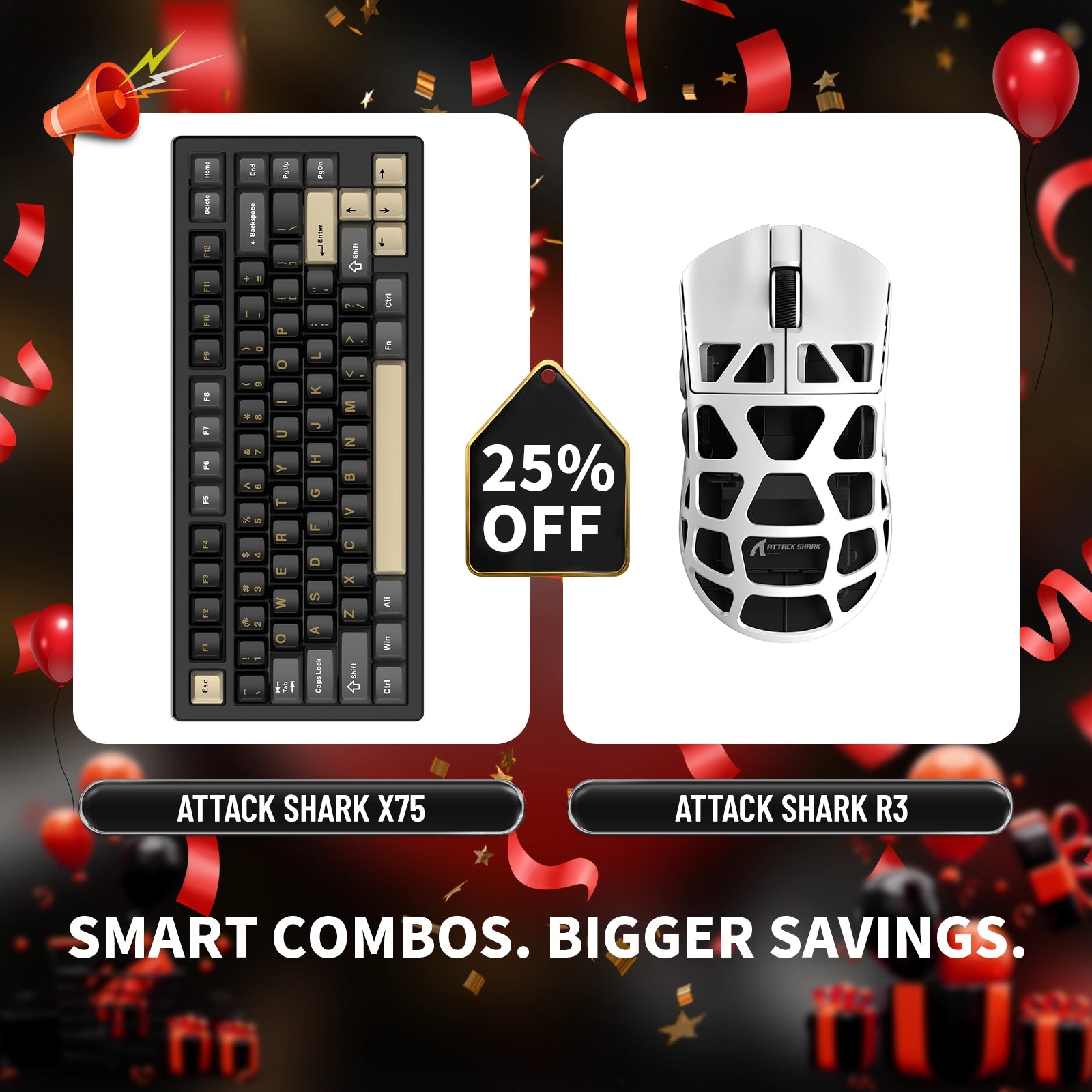 ATTACK SHARK X75 Full Aluminum Keyboard + R3 Magnesium Alloy Gaming Mouse Bundle