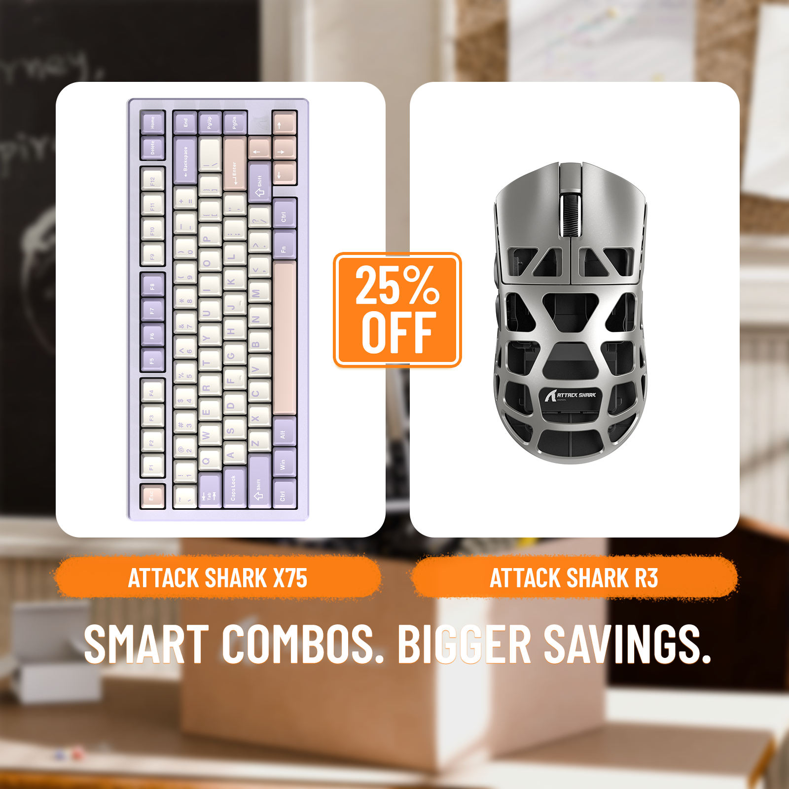 Pack clavier ATTACK SHARK X75 entièrement en aluminium + souris de jeu en alliage de magnésium R3