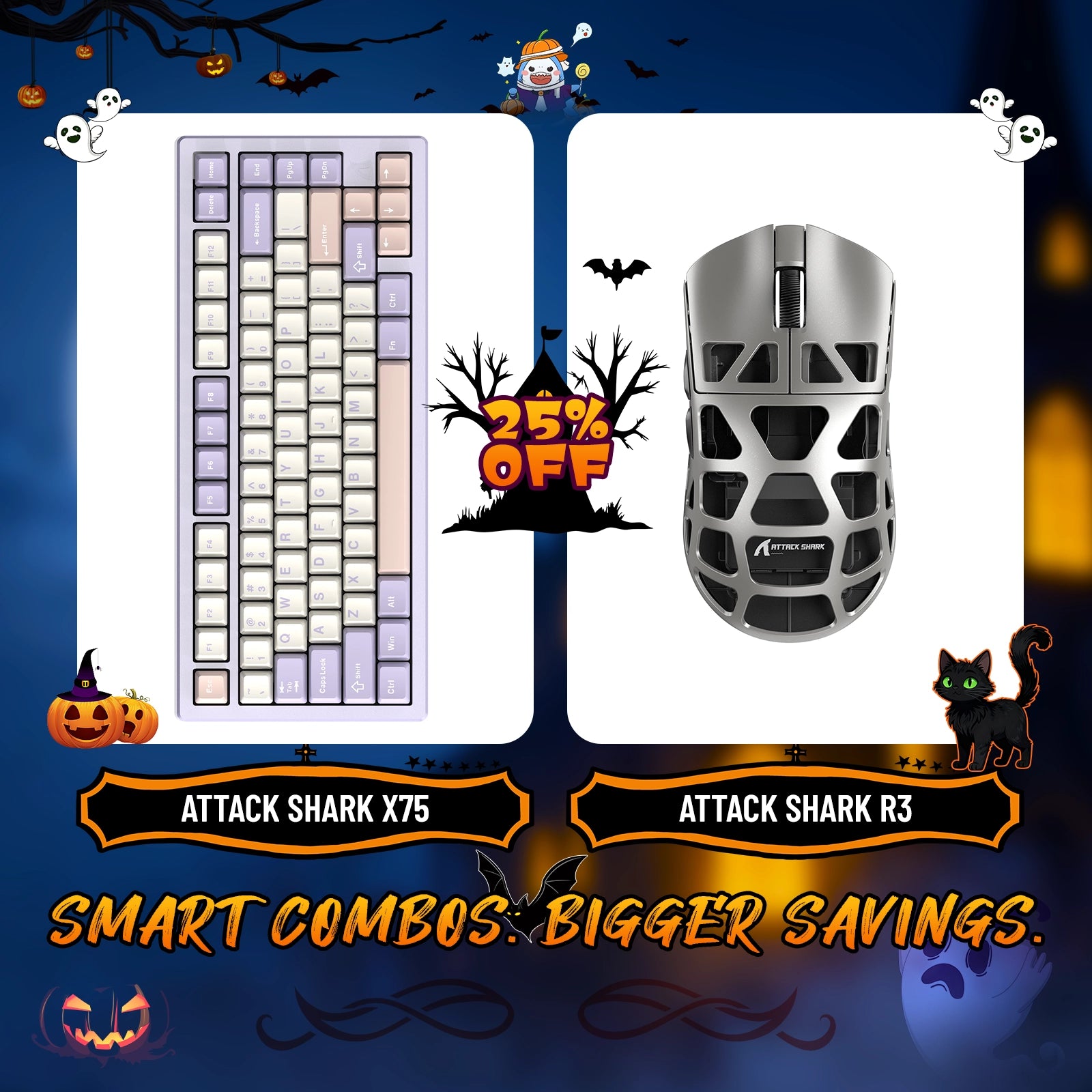 ATTACK SHARK X75 Vollaluminium-Tastatur + R3 Magnesiumlegierung-Gaming-Maus-Paket
