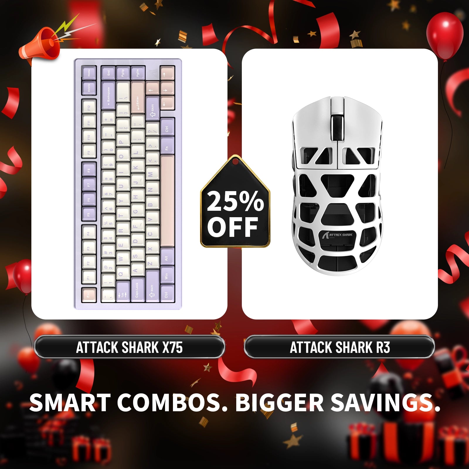 ATTACK SHARK X75 Full Aluminum Keyboard + R3 Magnesium Alloy Gaming Mouse Bundle