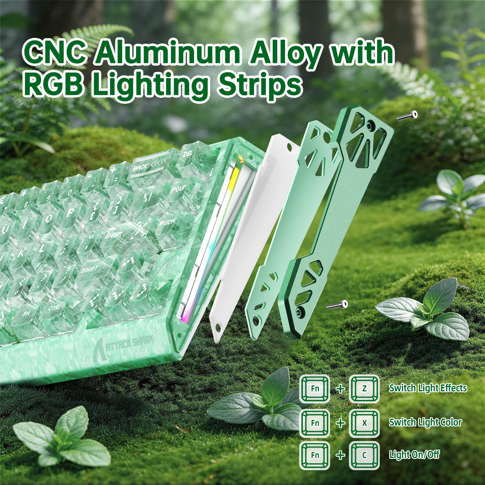 ATTACK SHARK R68 HE 카본 파이버 유선 래피드 트리거 마그네틱 스위치 키보드 (C01 울트라 RGB 코일드 케이블 포함)