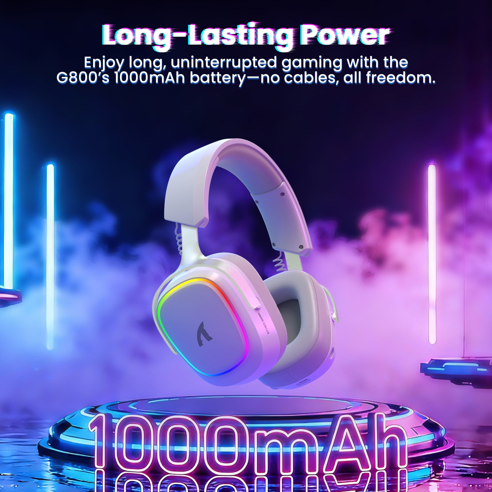 ATTACK SHARK G800 Wireless Gaming Headset with 1000mAh battery and RGB lighting