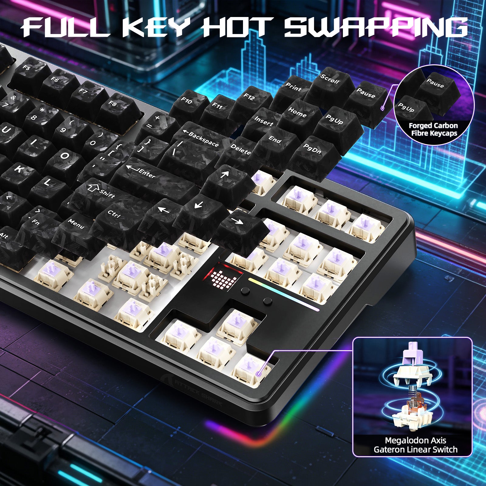 ATTACK SHARK X87 ULTRA 무선 게이밍 키보드 8KHz 수신기 및 RGB 코일 케이블 포함