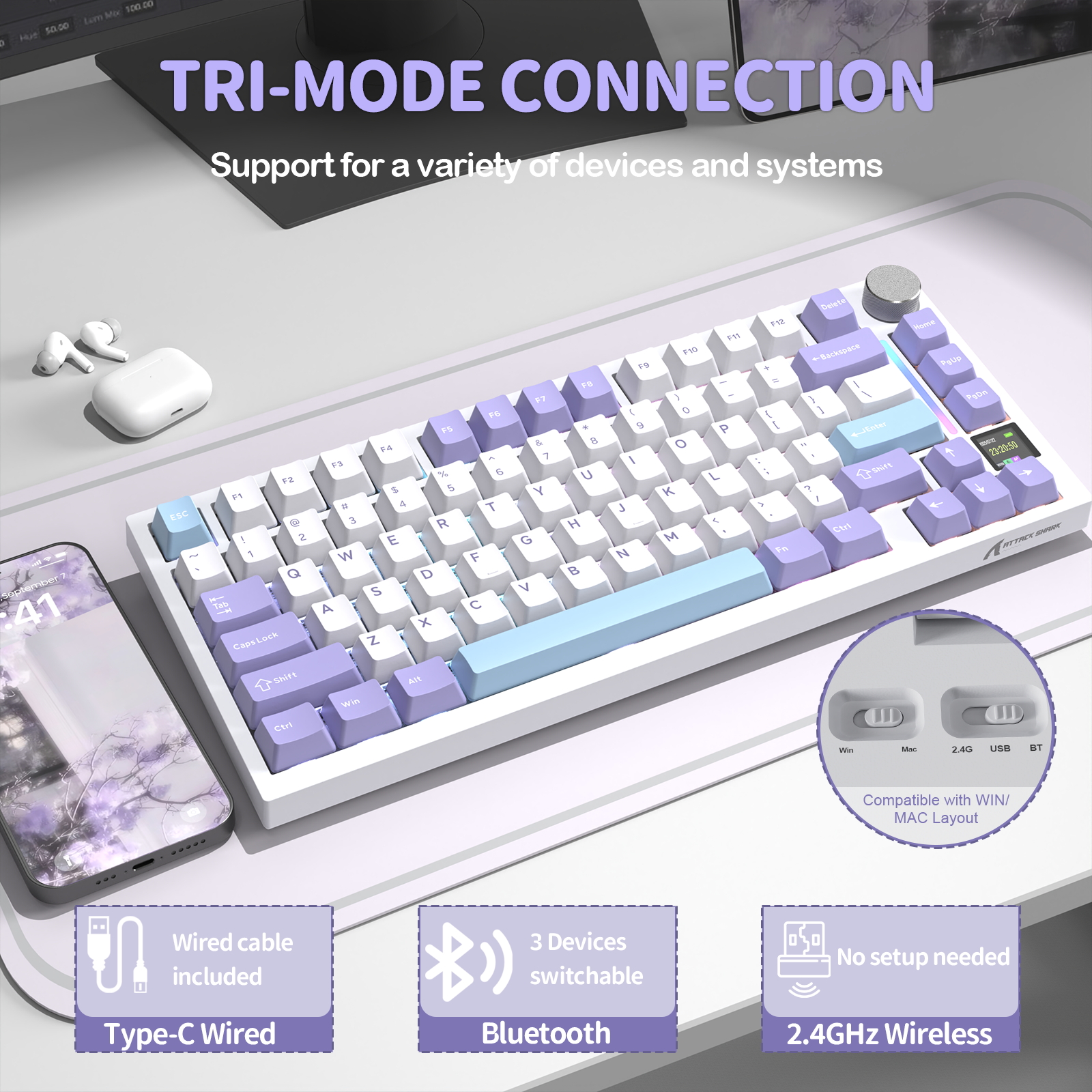 Clavier mécanique à joint tri-mode ATTACK SHARK X820Ultra