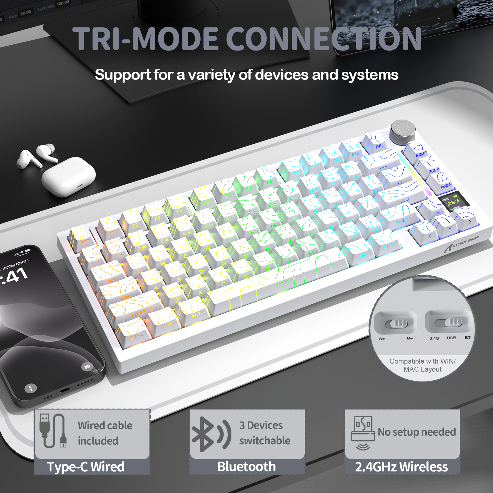 Clavier mécanique à joint tri-mode ATTACK SHARK X820Ultra
