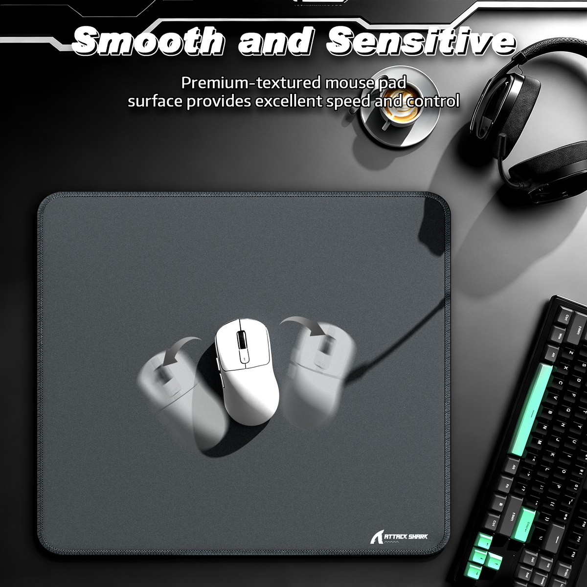 ATTACK SHARK CM02 Tapis de souris eSport (450x400x4 mm)