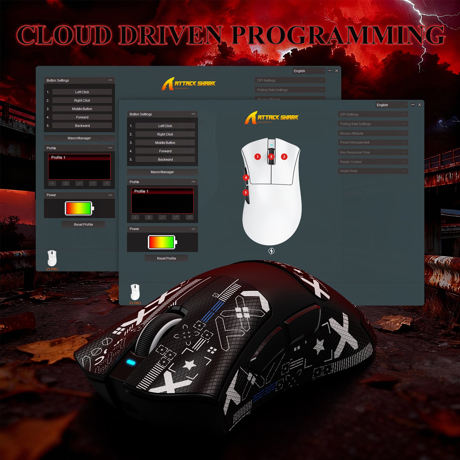 ATTACK SHARK V3PRO 超軽量トライモードゲーミングマウス(充電ドック付き)