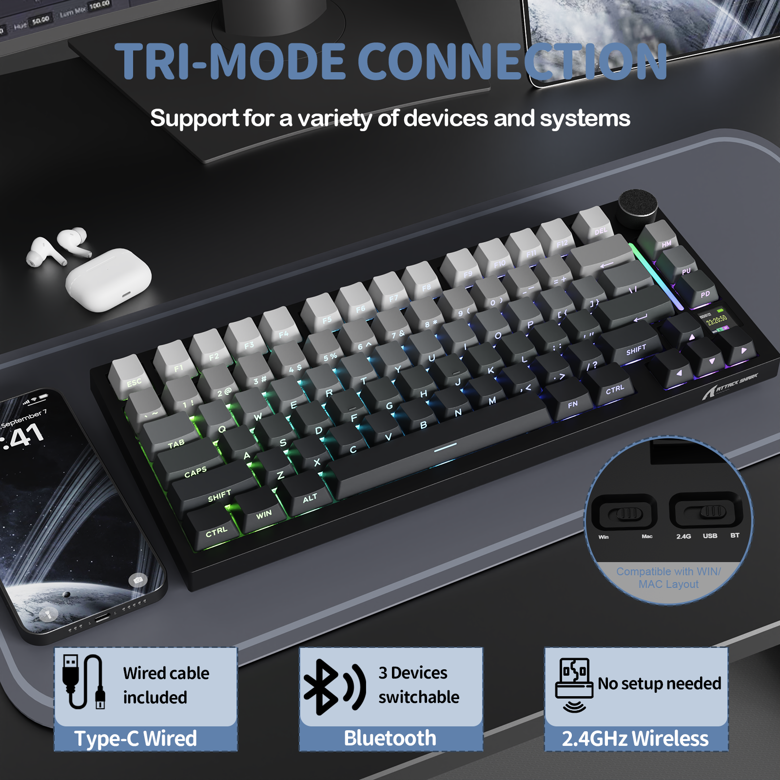 Clavier mécanique à joint tri-mode ATTACK SHARK X820Ultra