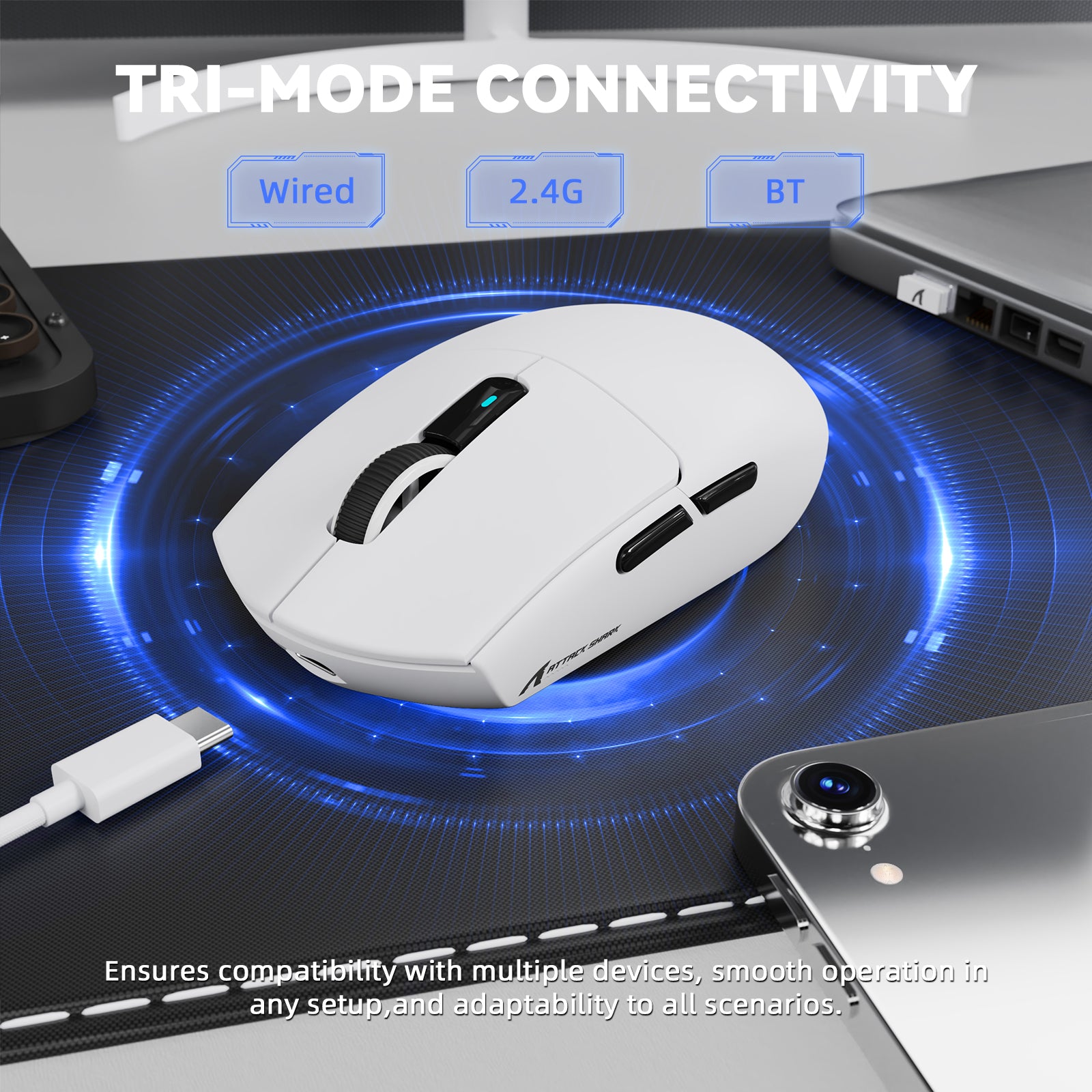 ATTACK SHARK G3PRO Tri-mode Wireless Gaming Mouse with Charge Dock 25000 DPI Ultra Lightweight