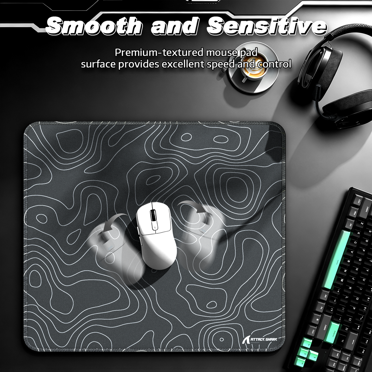 ATTACK SHARK CM02 Tapis de souris eSport (450x400x4 mm)
