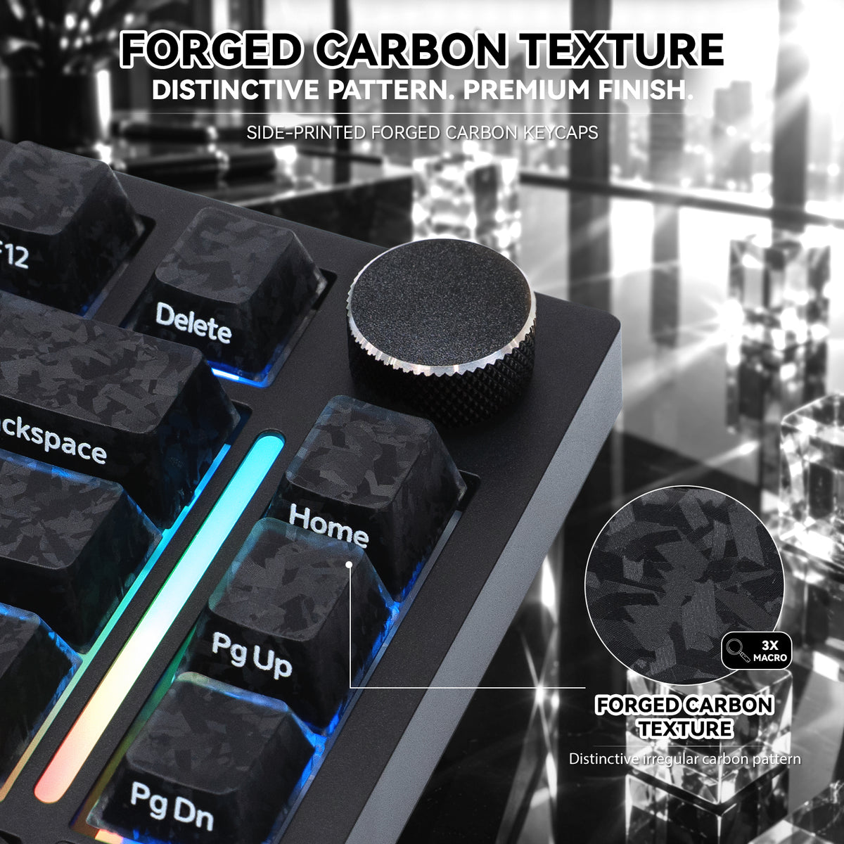 ATTACK SHARK SK04 119 Keys Forged Carbon Crystal Keycaps, ANSI/ISO