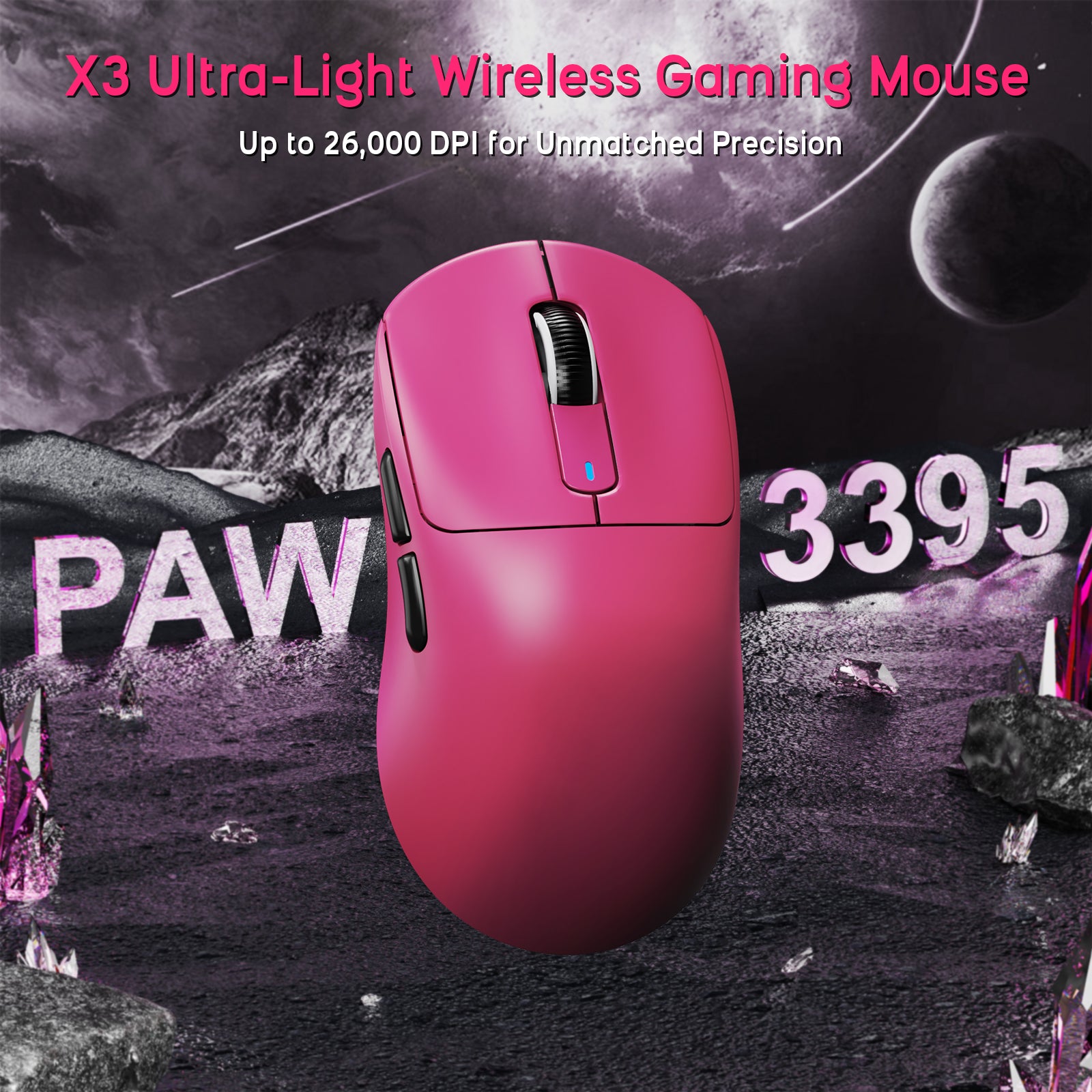 ATTACK SHARK X3 Ultra-Light Wireless Gaming Mouse in Pink, 26000 DPI