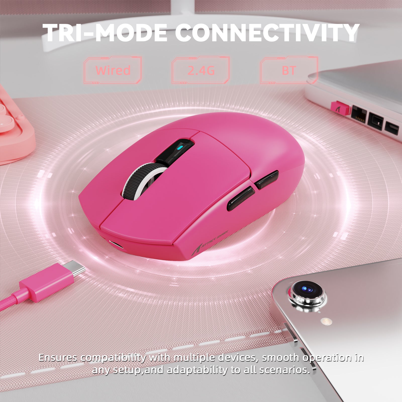 ATTACK SHARK G3PRO Tri-mode Wireless Gaming Mouse with Charge Dock 25000 DPI Ultra Lightweight