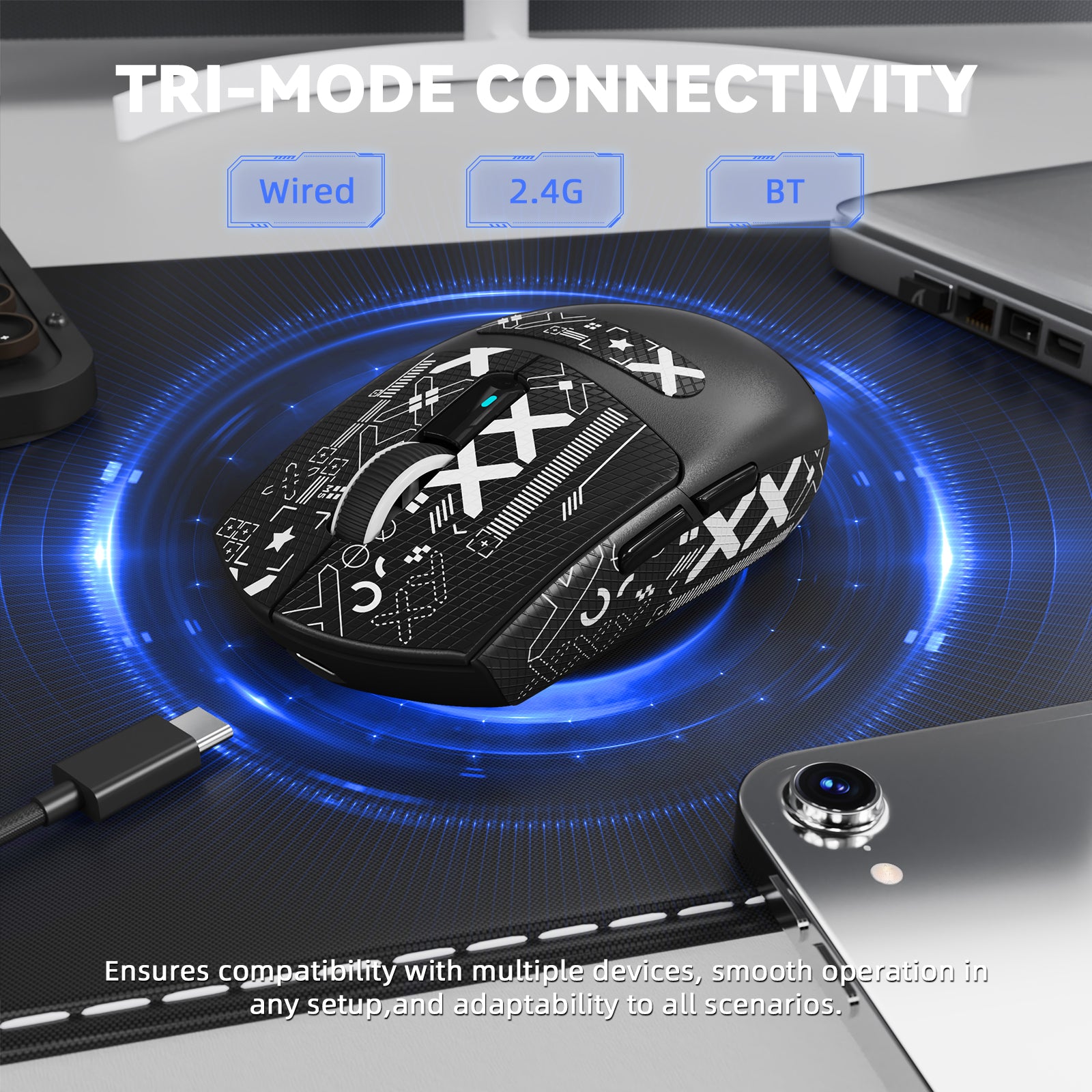 ATTACK SHARK G3PRO Tri-mode Wireless Gaming Mouse with Charge Dock 25000 DPI Ultra Lightweight