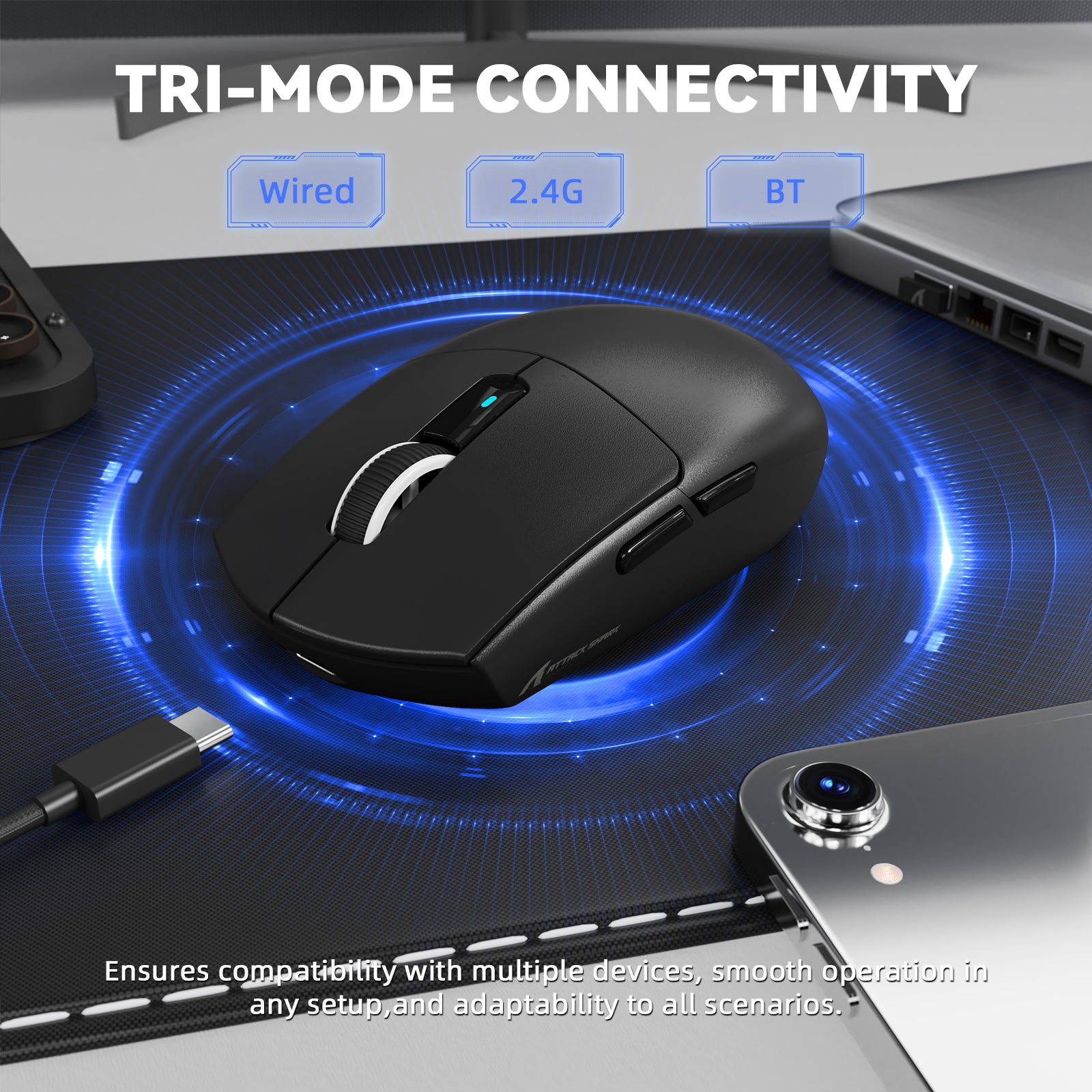 ATTACK SHARK G3PRO Tri-mode Wireless Gaming Mouse with Charge Dock 25000 DPI Ultra Lightweight