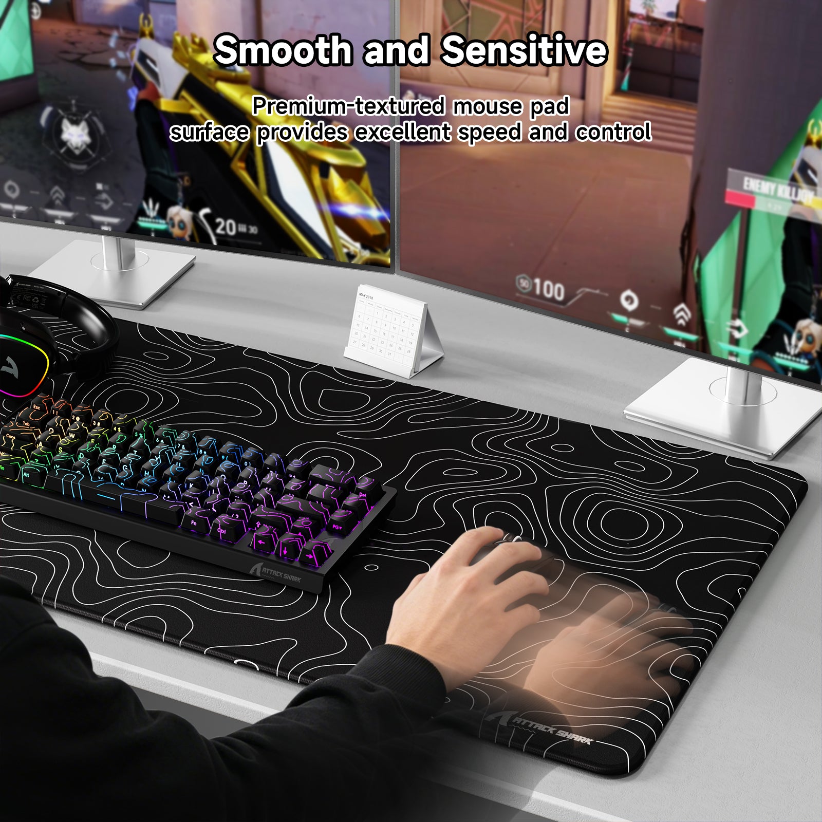 ATTACK SHARK CM02PRO eスポーツ ゲーミングマウスパッド(900x400x4 mm)