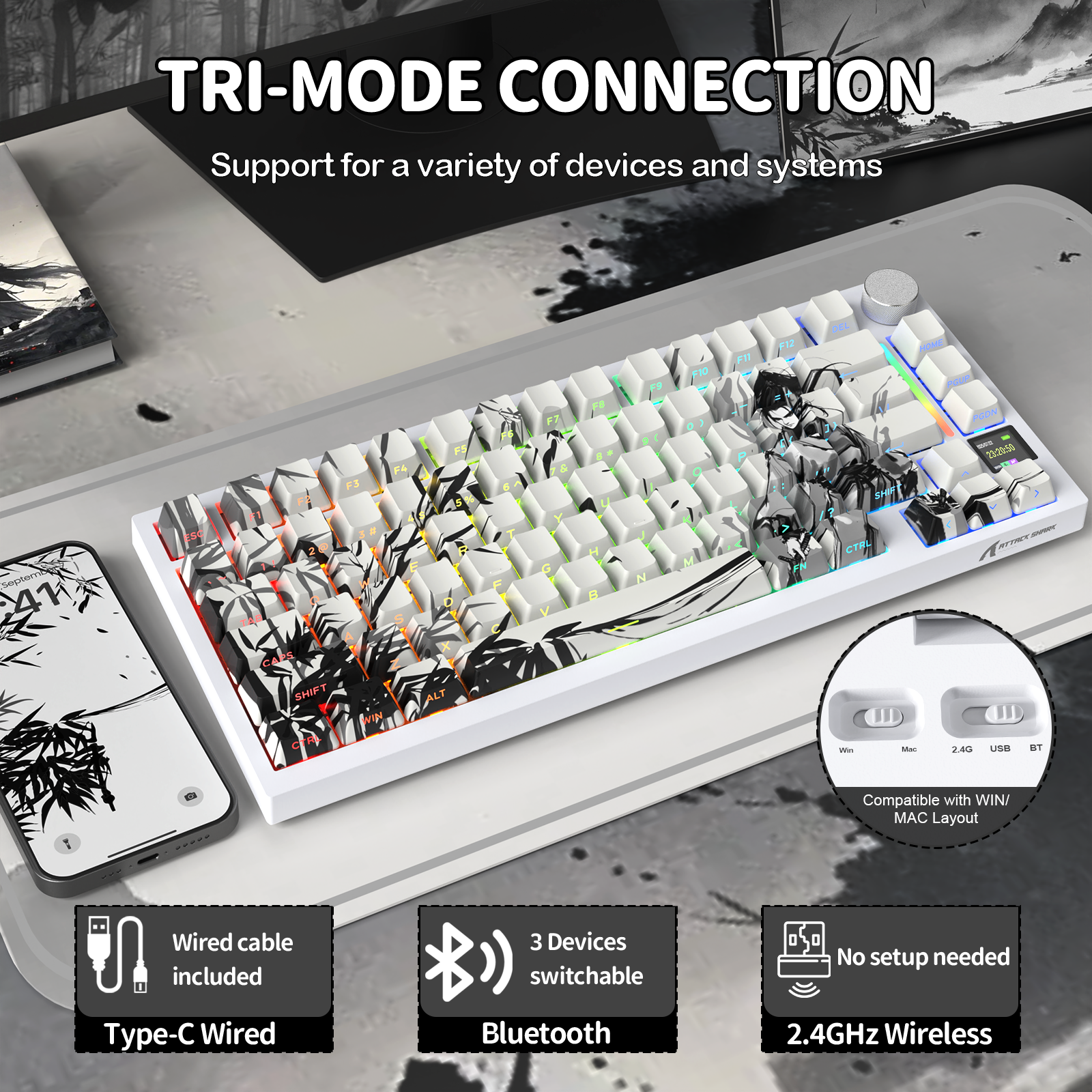ATTACK SHARK X820Ultra Tri-mode 가스켓 기계식 키보드