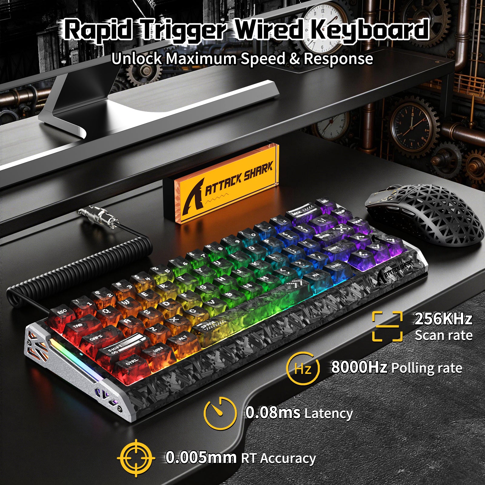 ATTACK SHARK R68 HE & R5 ULTRA カーボンファイバーゲーミングバンドル(C01ULTRAコイルケーブル付き)