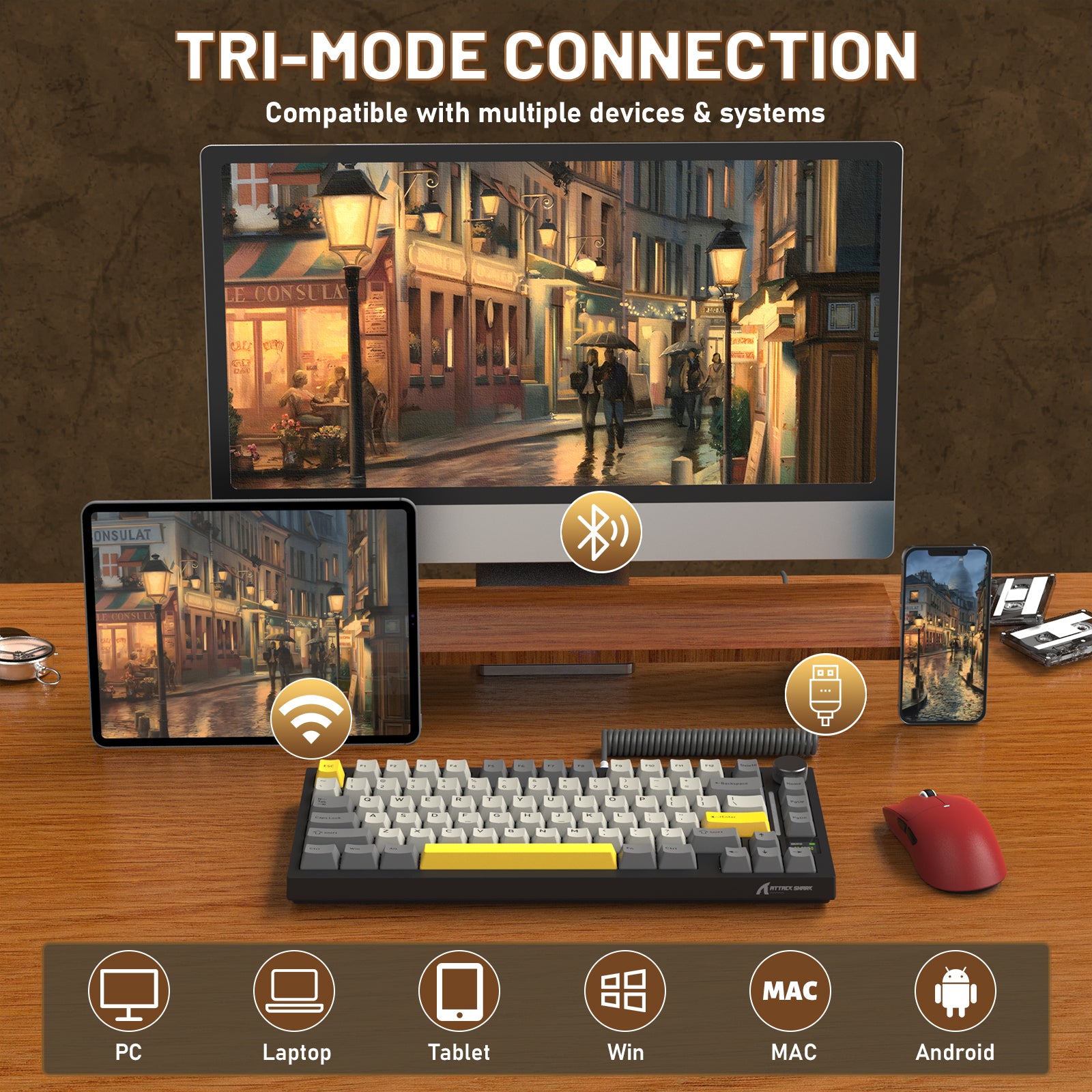 ATTACK SHARK X820ULTRA Mechanical Keyboard with C01ULTRA Coiled Cable