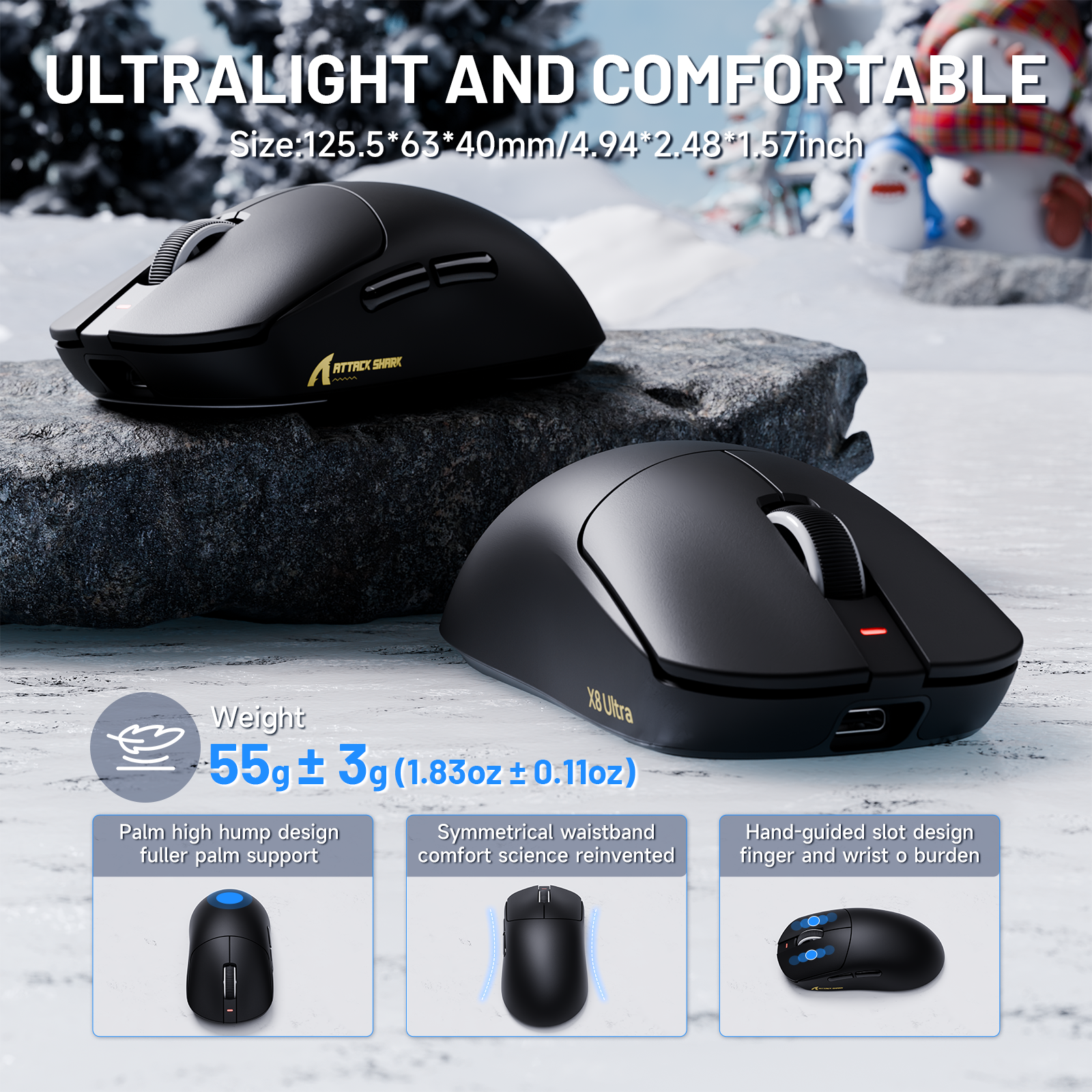 Ratón inalámbrico para juegos ATTACK SHARK X8 Ultra trimodo con cable C06 Ultra