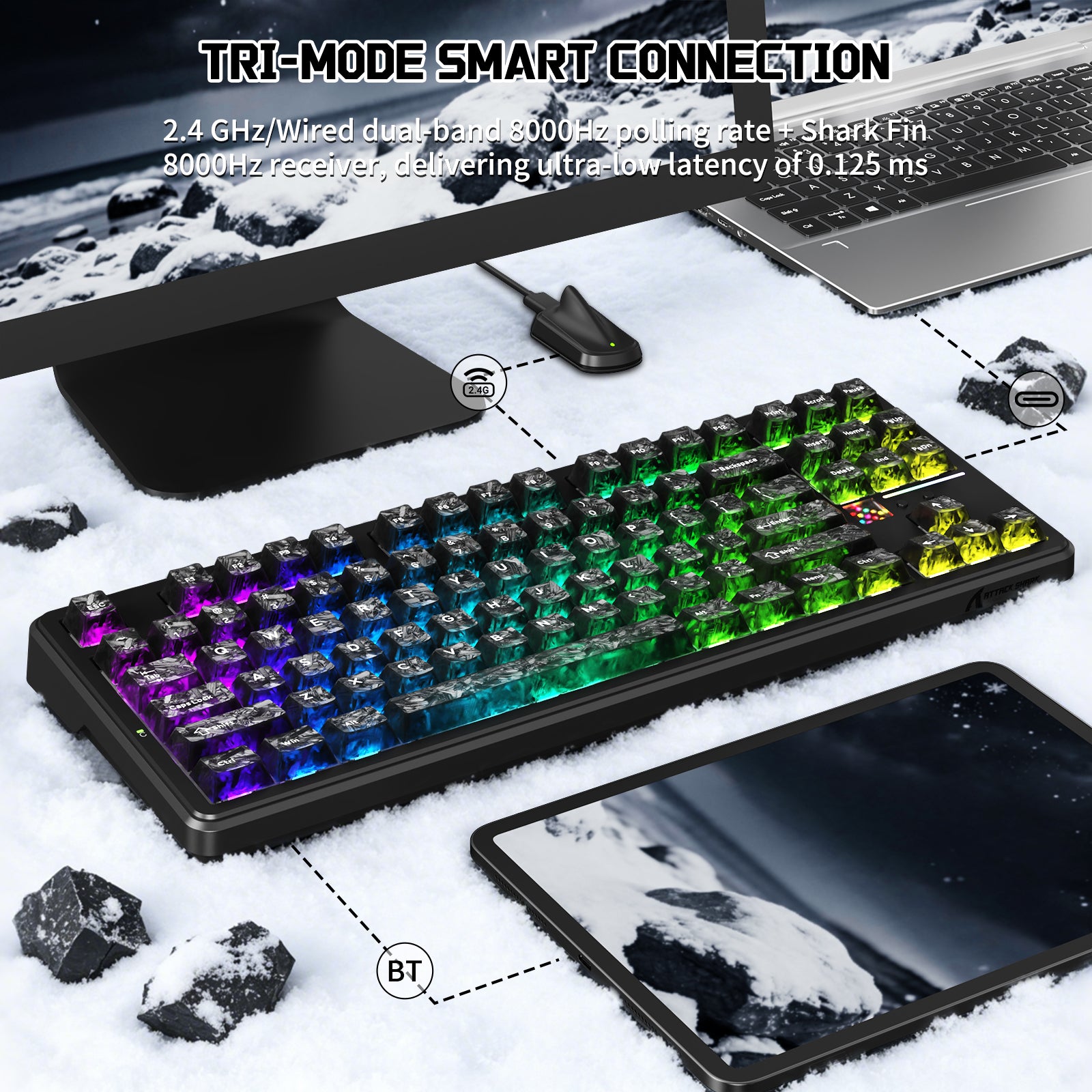 ATTACK SHARK X87 ULTRA ワイヤレス メカニカルキーボード 8K ワイヤレスレシーバー付き