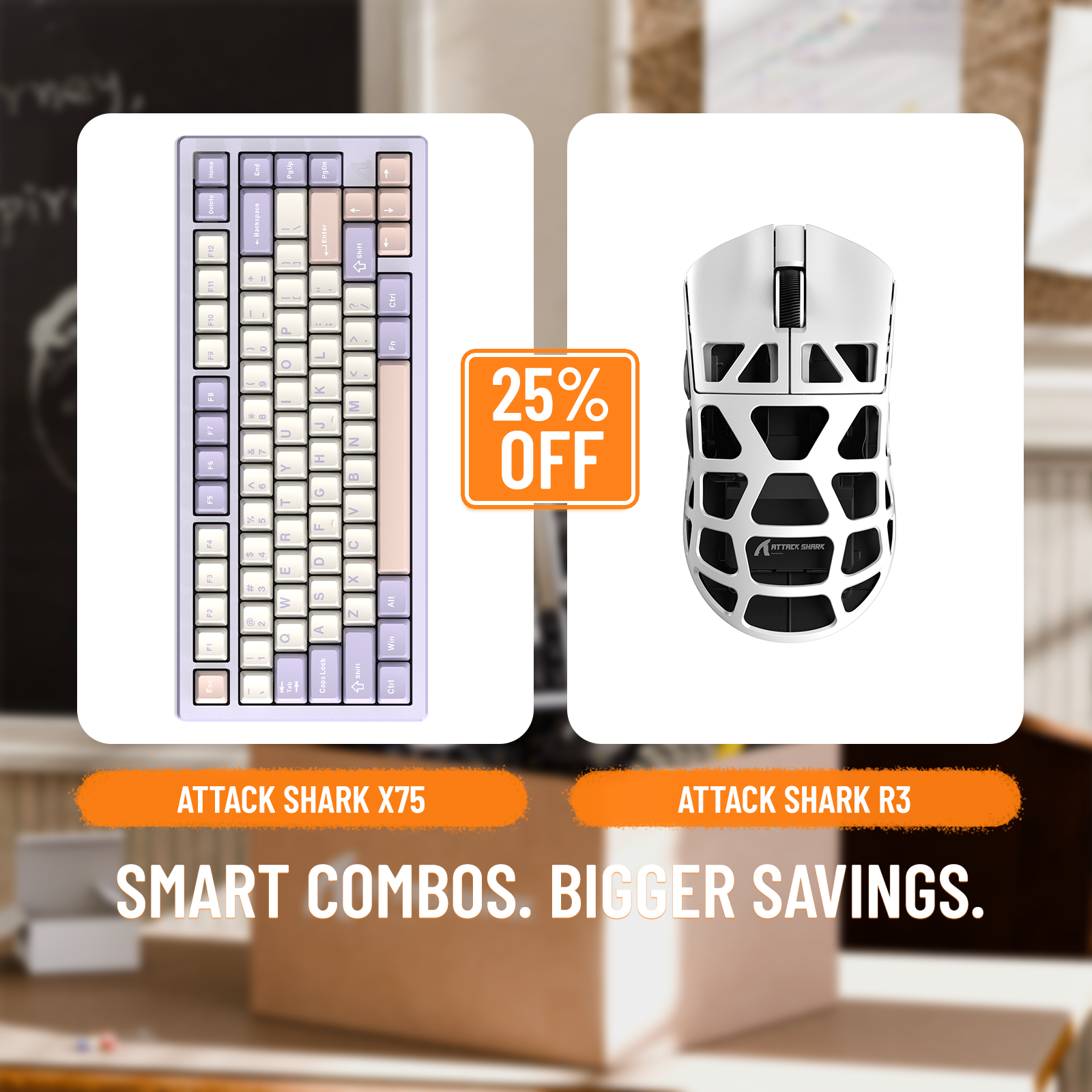 Pack clavier ATTACK SHARK X75 entièrement en aluminium + souris de jeu en alliage de magnésium R3