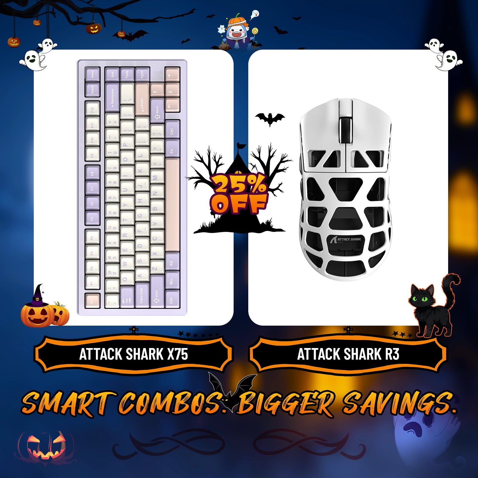 ATTACK SHARK X75 Vollaluminium-Tastatur + R3 Magnesiumlegierung-Gaming-Maus-Paket
