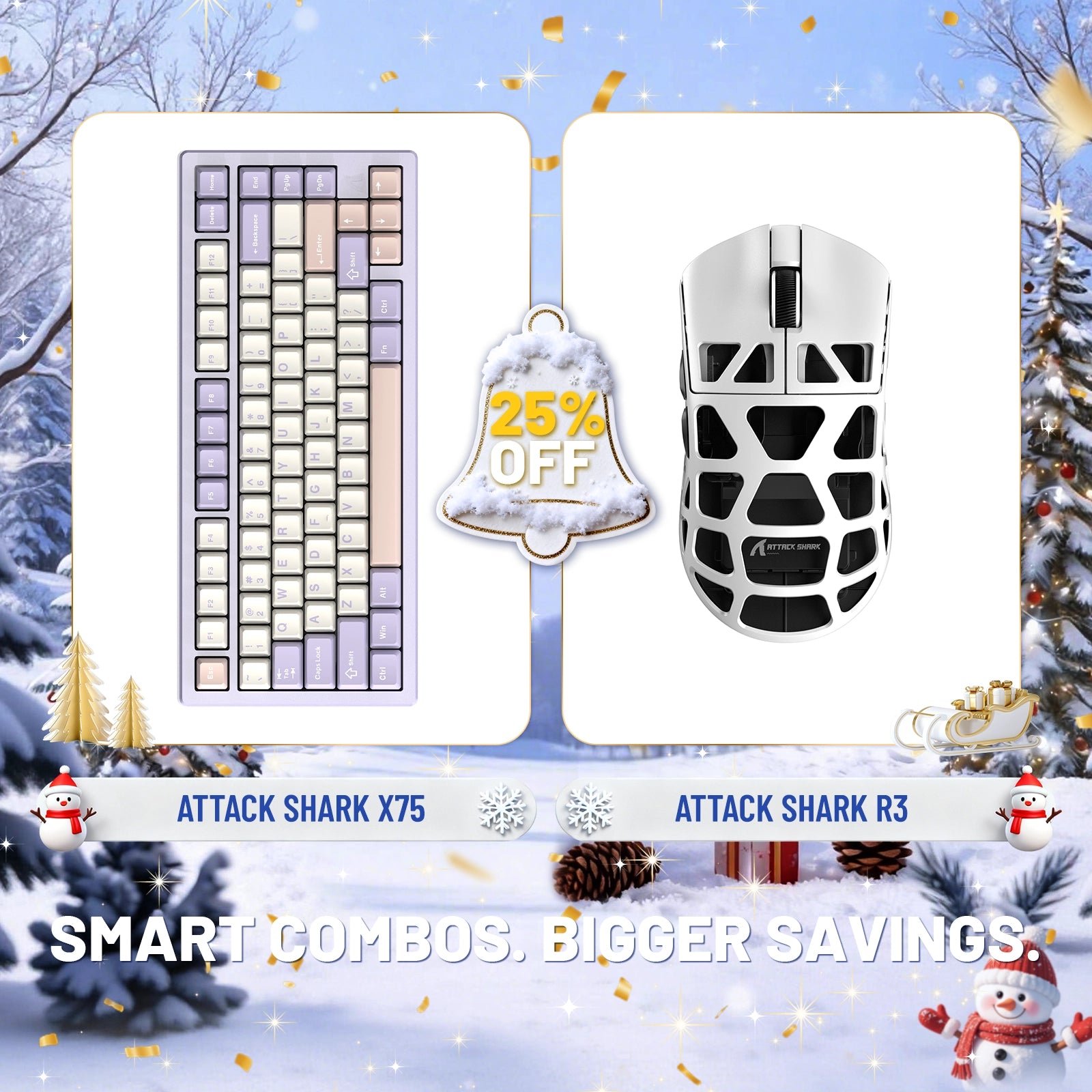 ATTACK SHARK X75 フルアルミニウムキーボード + R3 マグネシウム合金ゲーミングマウスバンドル