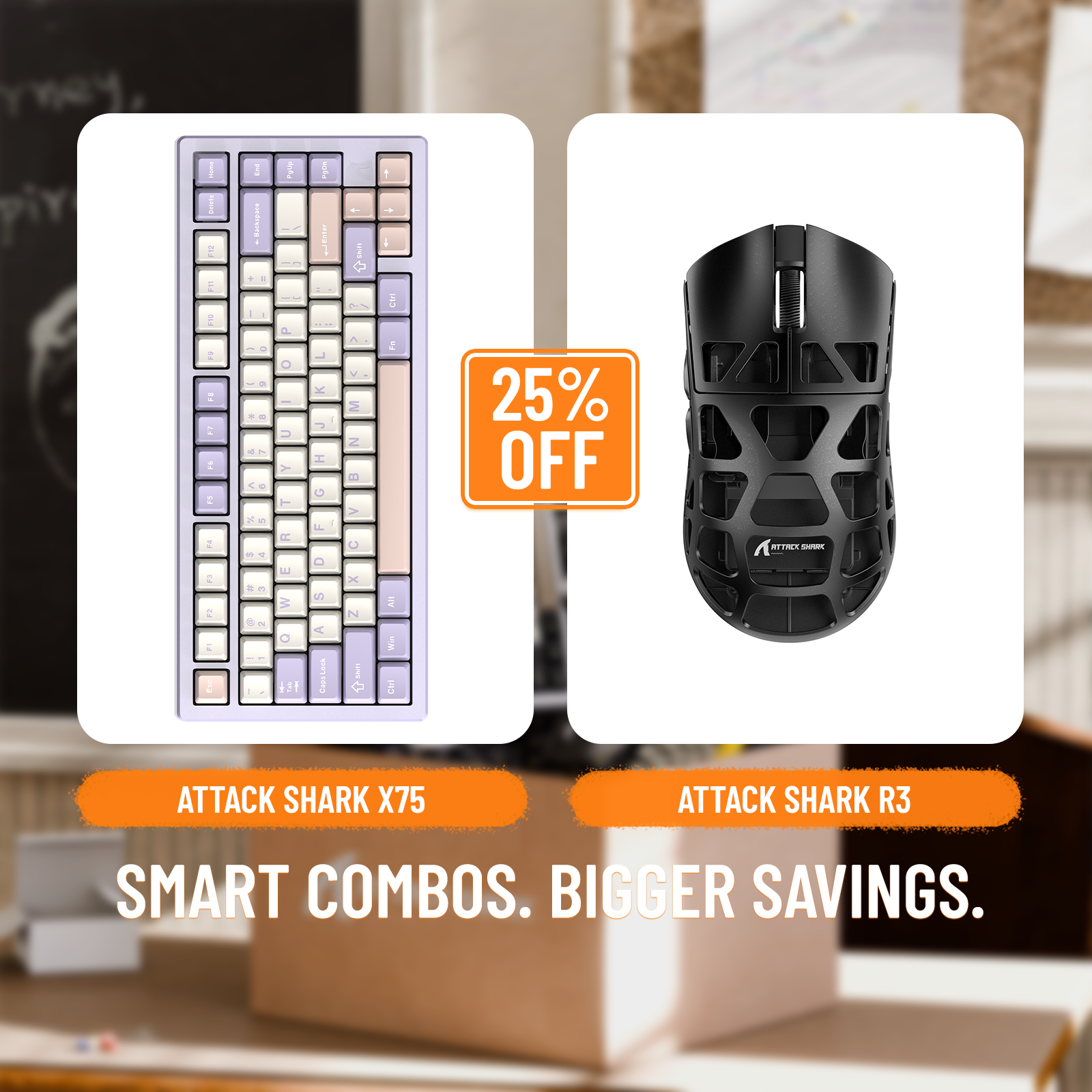 Pack clavier ATTACK SHARK X75 entièrement en aluminium + souris de jeu en alliage de magnésium R3