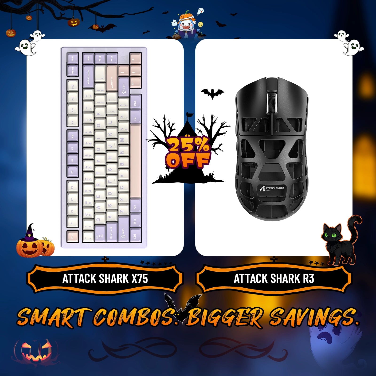 ATTACK SHARK X75 Vollaluminium-Tastatur + R3 Magnesiumlegierung-Gaming-Maus-Paket