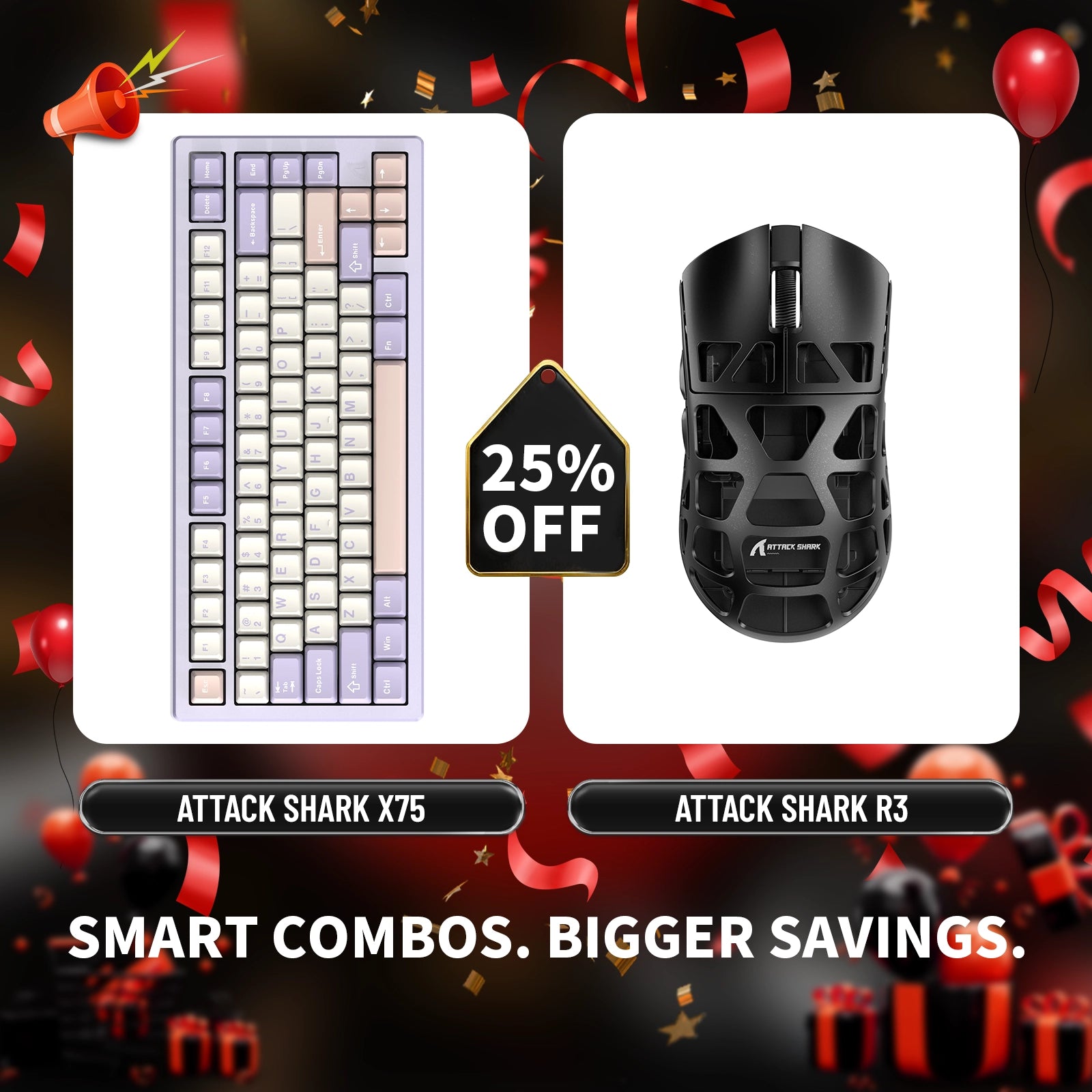 ATTACK SHARK X75 Full Aluminum Keyboard + R3 Magnesium Alloy Gaming Mouse Bundle