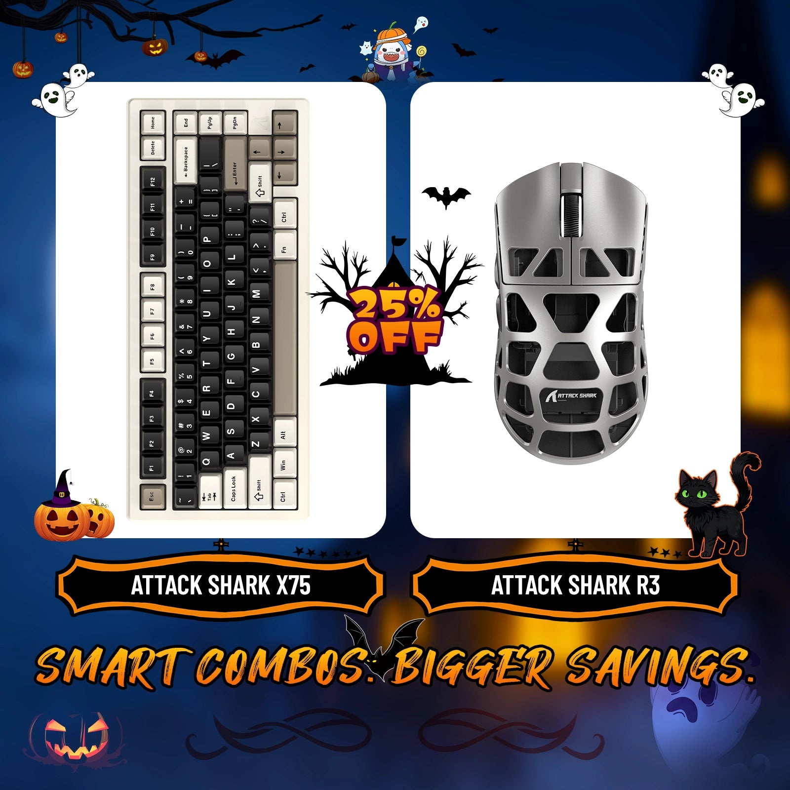 ATTACK SHARK X75 Vollaluminium-Tastatur + R3 Magnesiumlegierung-Gaming-Maus-Paket