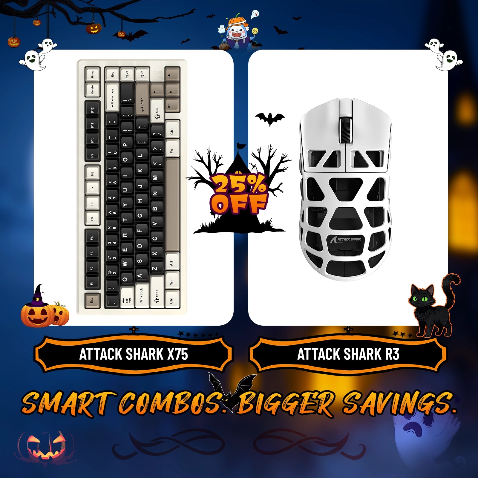 ATTACK SHARK X75 Vollaluminium-Tastatur + R3 Magnesiumlegierung-Gaming-Maus-Paket