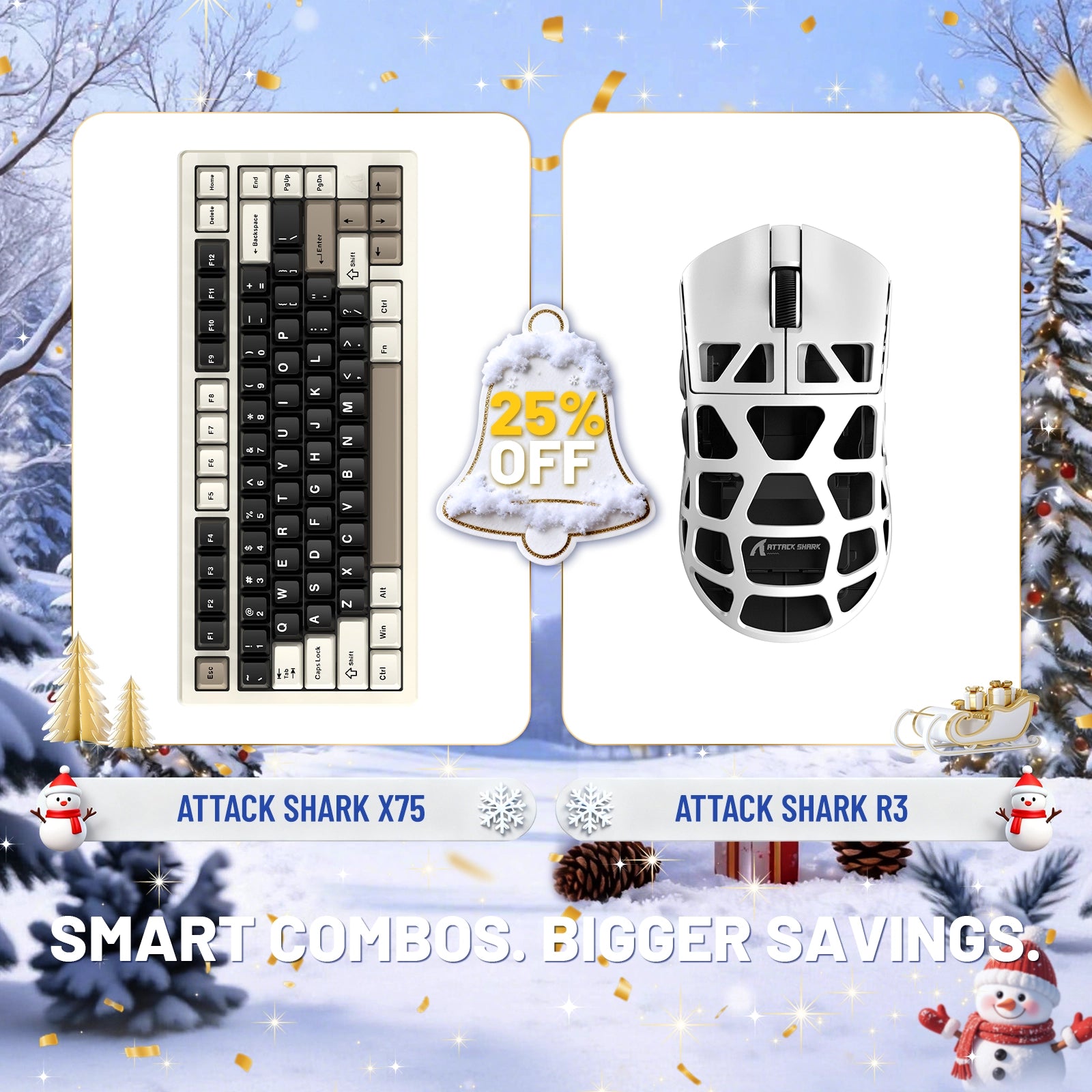 ATTACK SHARK X75 フルアルミニウムキーボード + R3 マグネシウム合金ゲーミングマウスバンドル