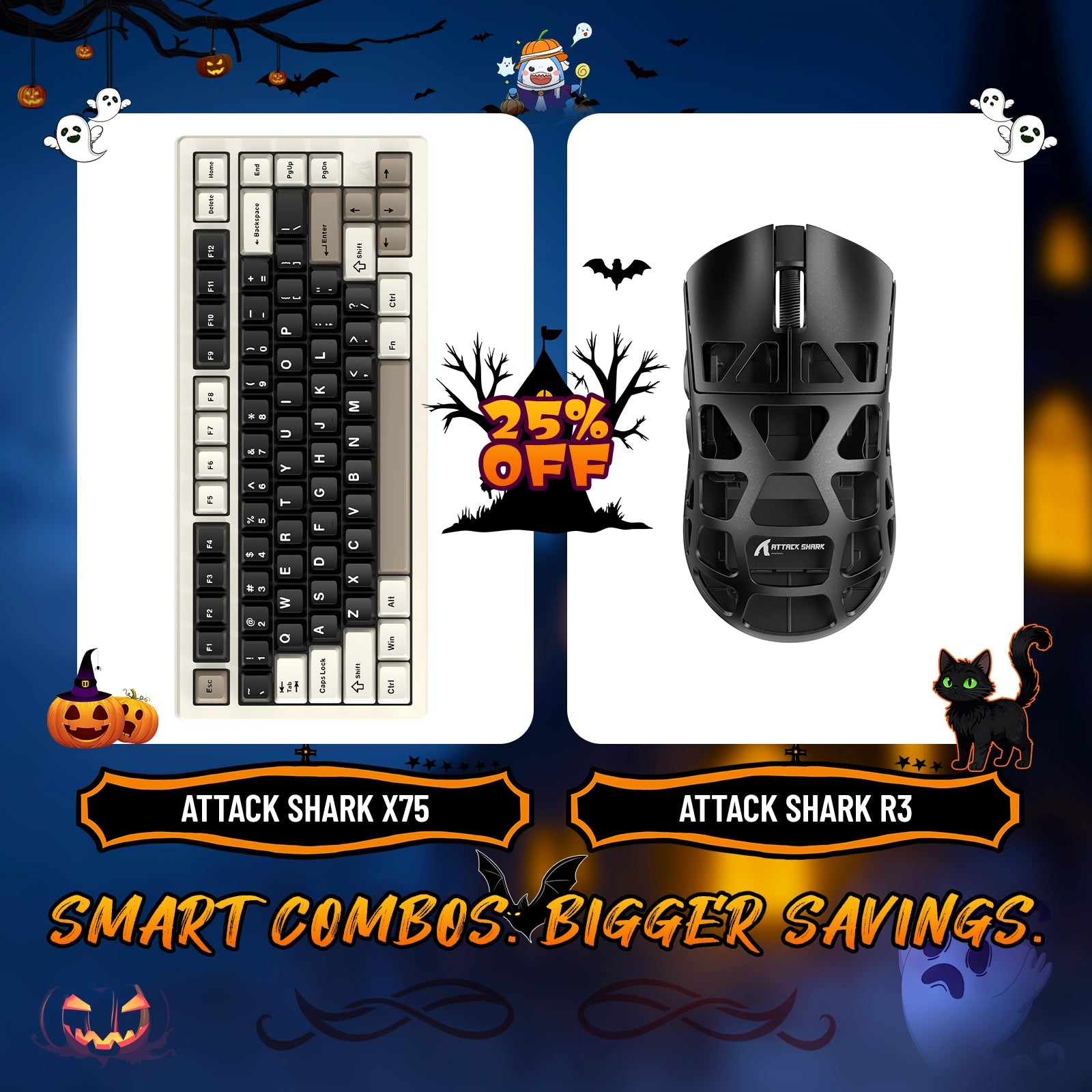ATTACK SHARK X75 Vollaluminium-Tastatur + R3 Magnesiumlegierung-Gaming-Maus-Paket