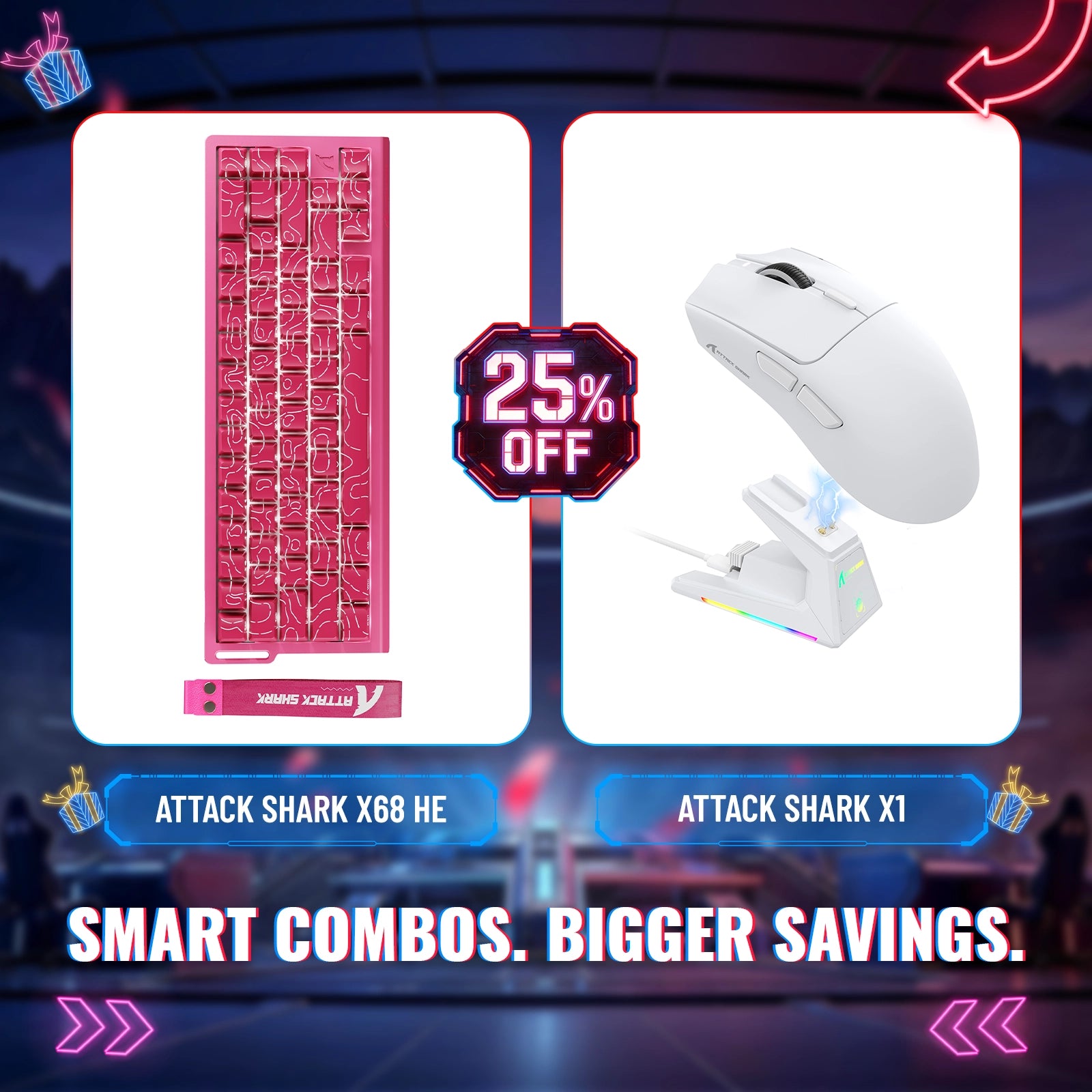 Teclado para jogos ATTACK SHARK X68HE Rapid Trigger + Mouse sem fio X1