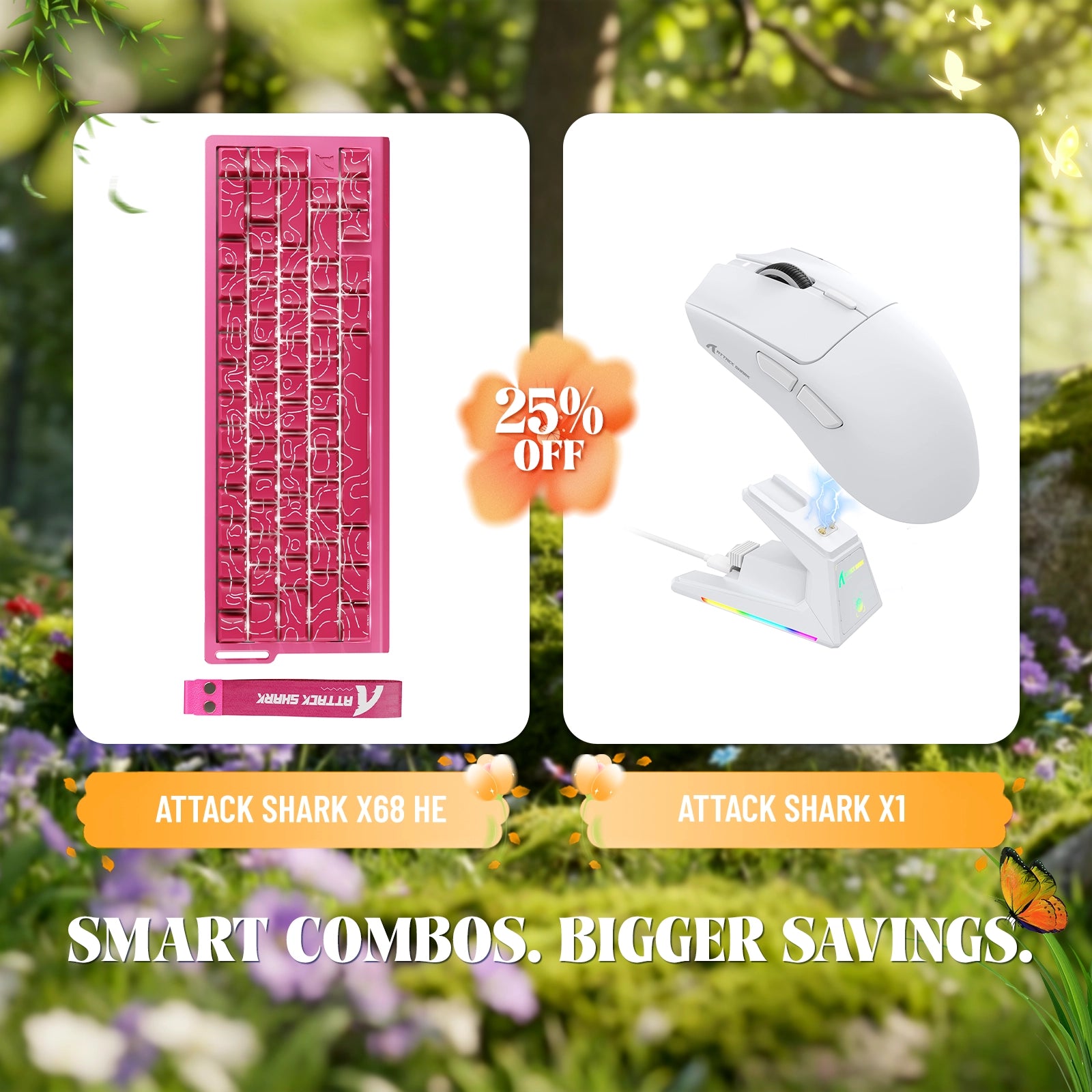 ATTACK SHARK X68HE Rapid Trigger-Tastatur + X1 Wireless Gaming-Maus im Bundle