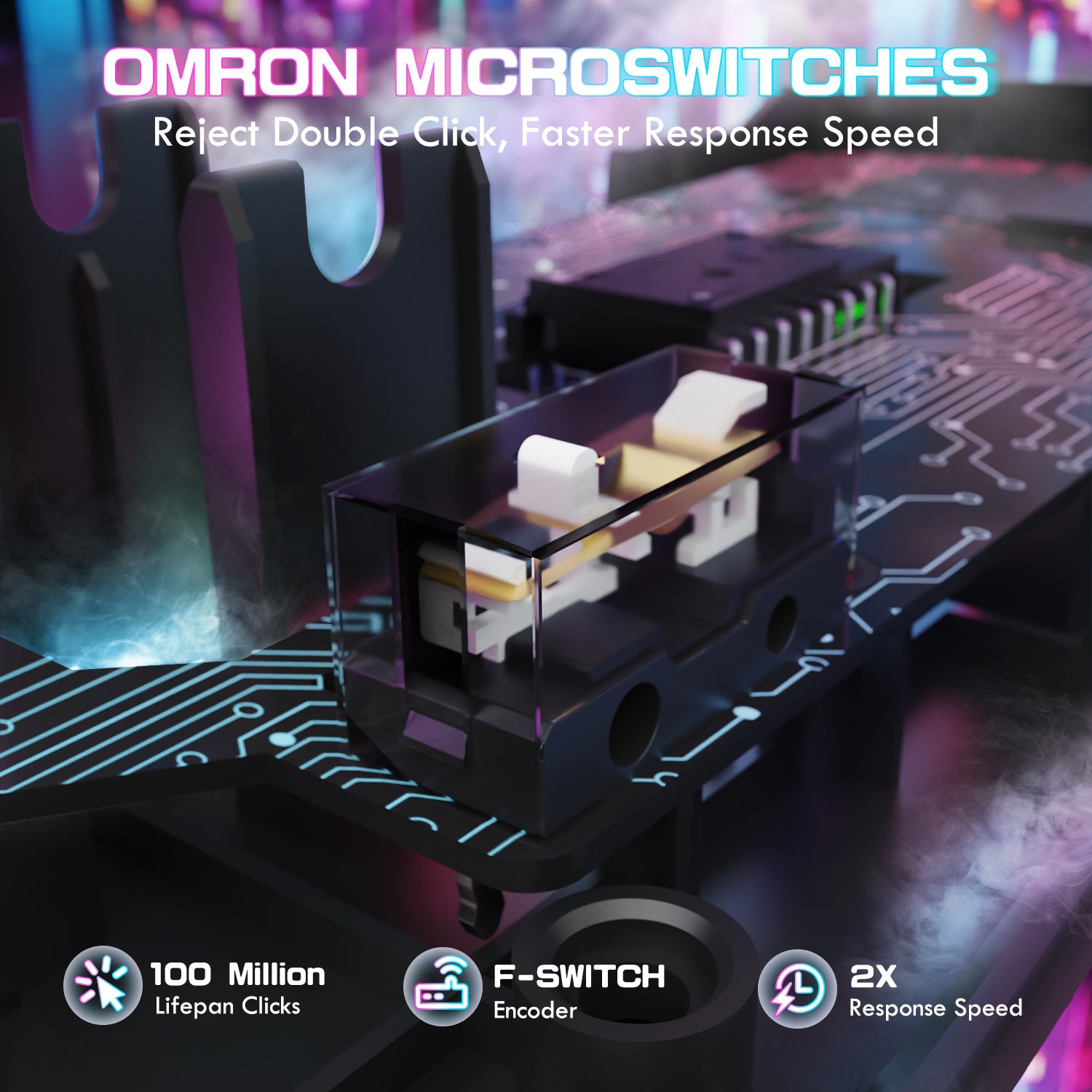 ATTACK SHARK X1 gaming mouse OMRON microswitch, faster response speed and 100M clicks lifespan.