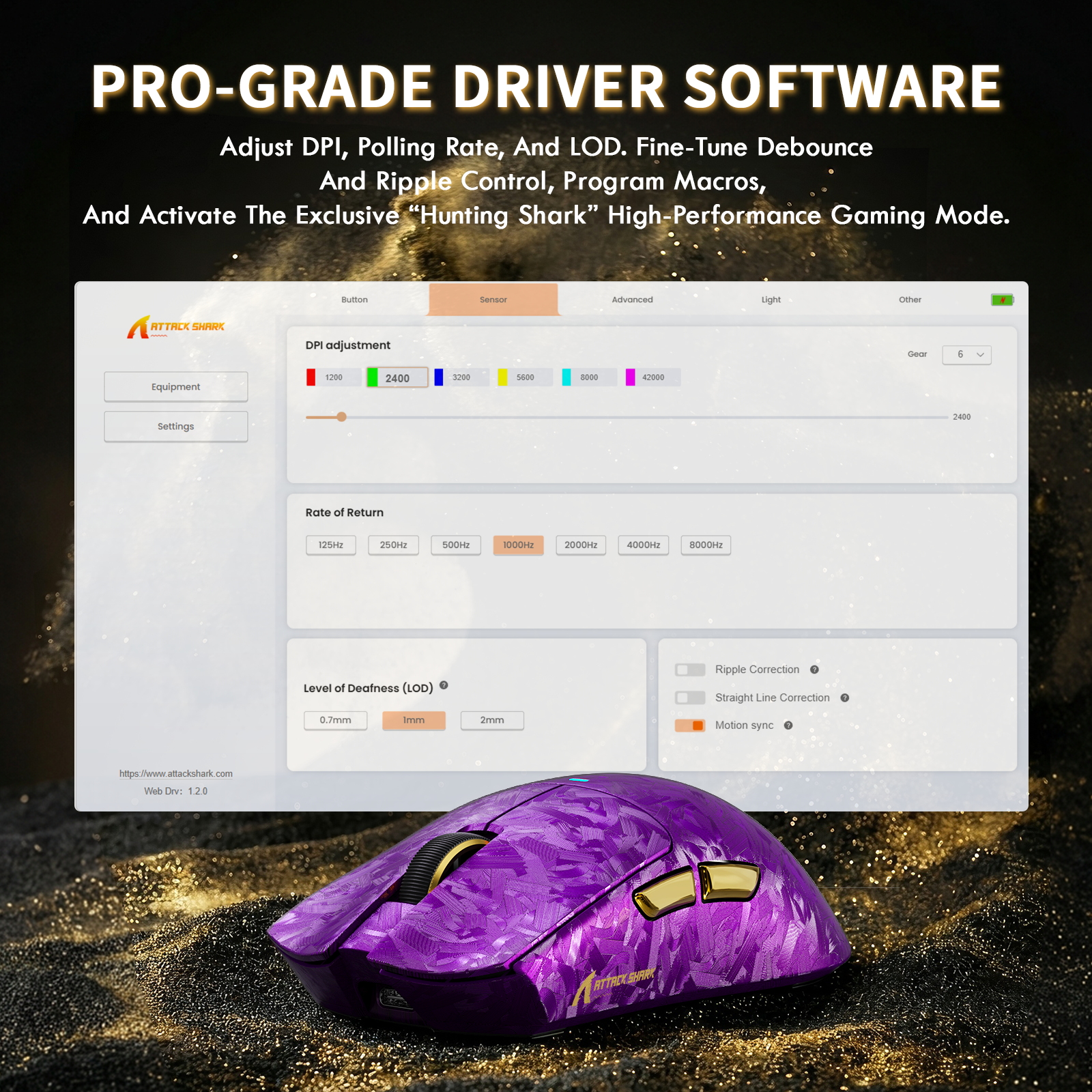 Mouse Gamer Sem Fio ATTACK SHARK X11 ULTRA Fibra de Carbono Com Cabo LED Ultra C06