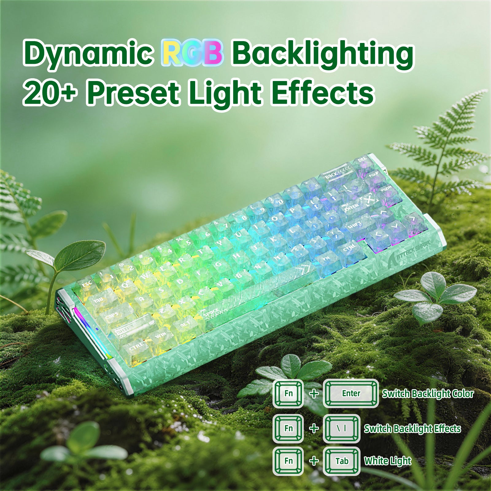 ATTACK SHARK R68 HE 카본 파이버 유선 래피드 트리거 마그네틱 스위치 키보드 (C01 울트라 RGB 코일드 케이블 포함)