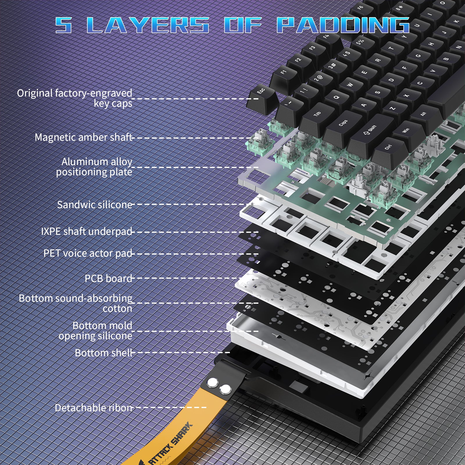 Teclado para juegos con cable ATTACK SHARK R82 HE 75% con cable LED C01ULTRA