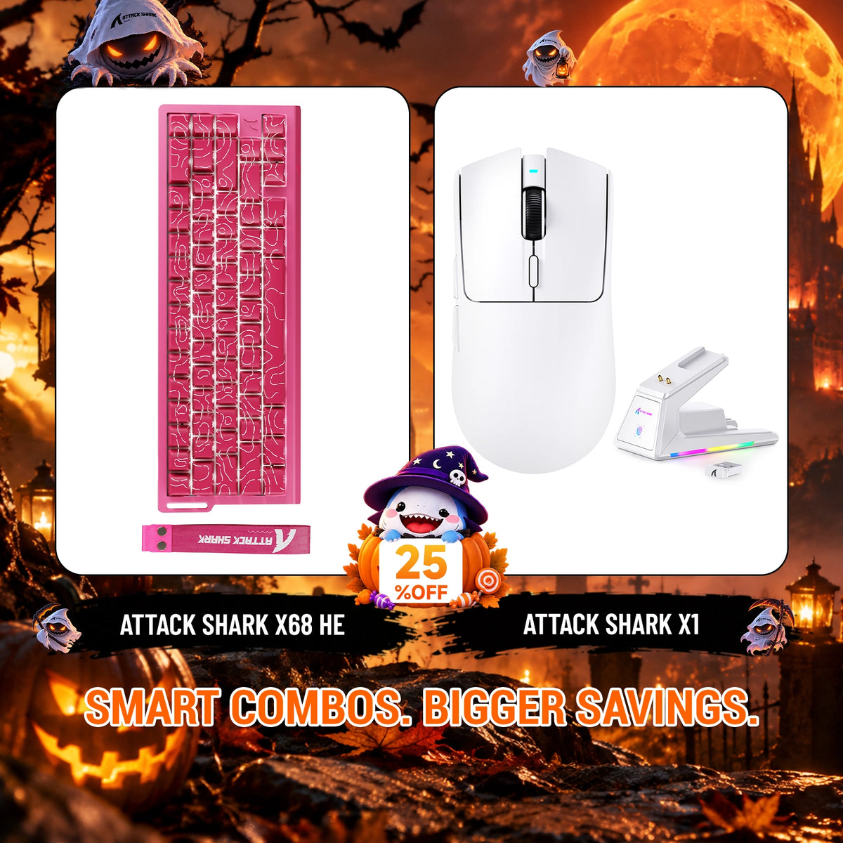 ATTACK SHARK X68HE Rapid Trigger Keyboard + X1 Wireless Gaming Mouse Bundle
