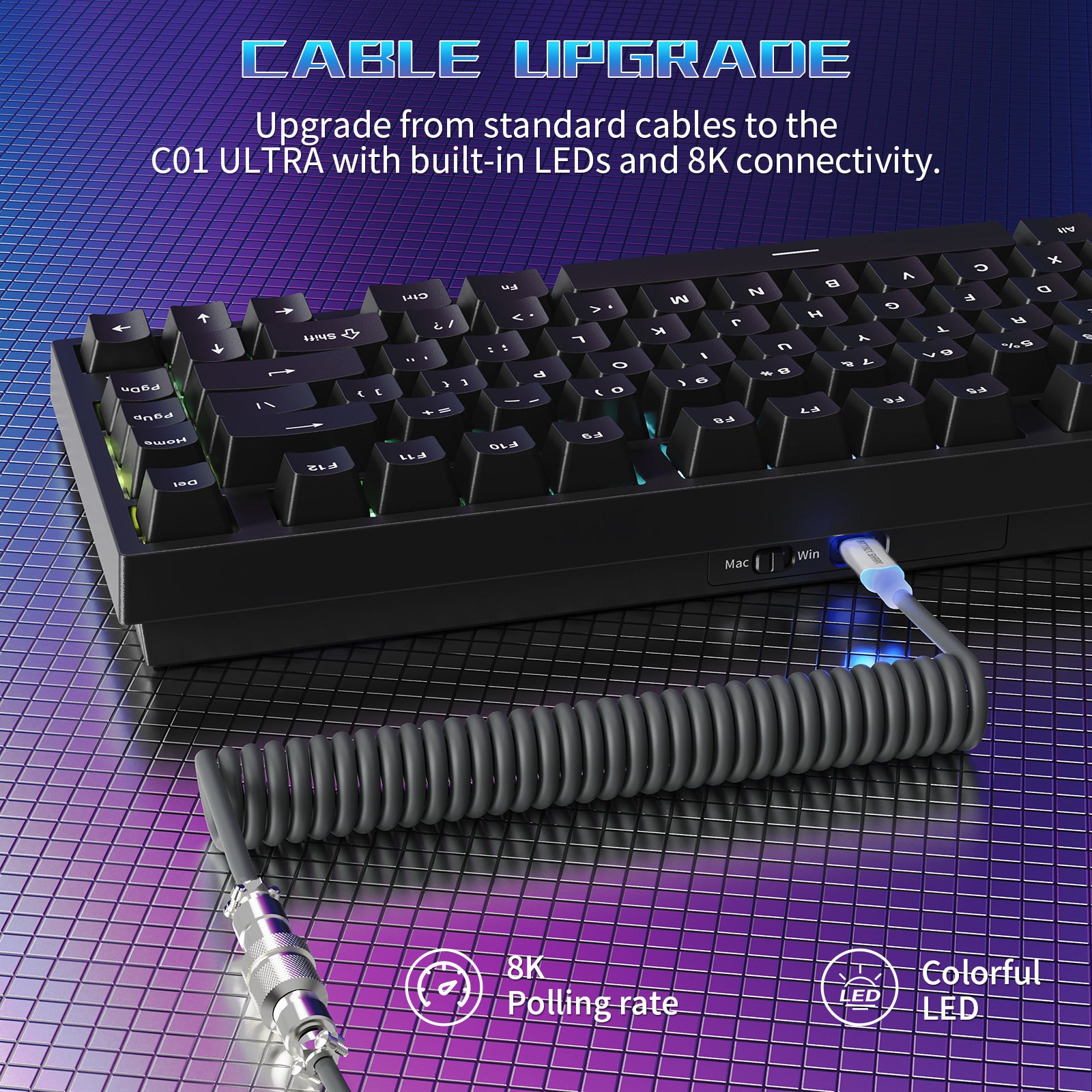 Teclado para juegos con cable ATTACK SHARK R82 HE 75% con cable LED C01ULTRA